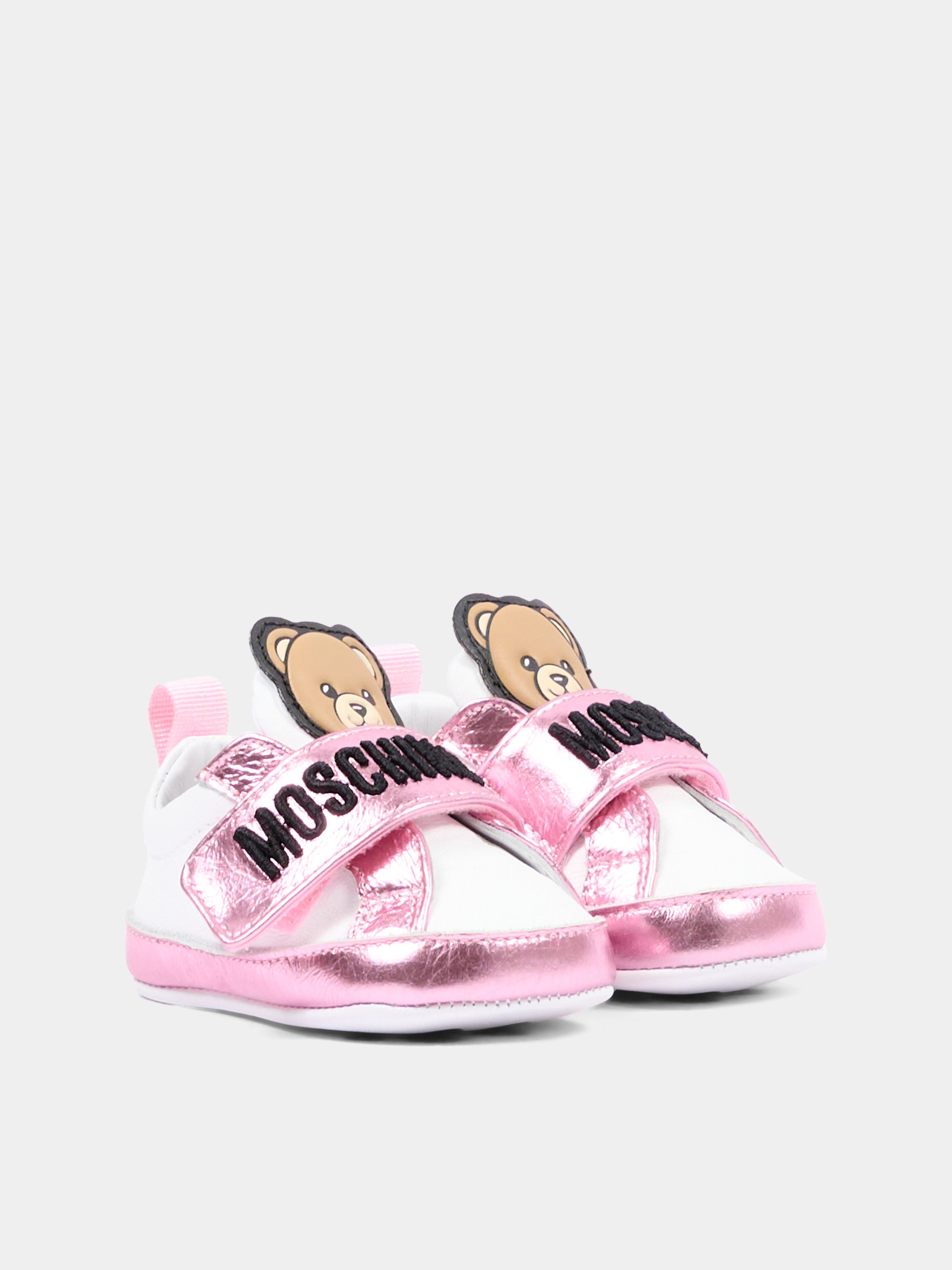 Sneakers rosa per neonata con logo,Moschino Kids,84067 VAR1