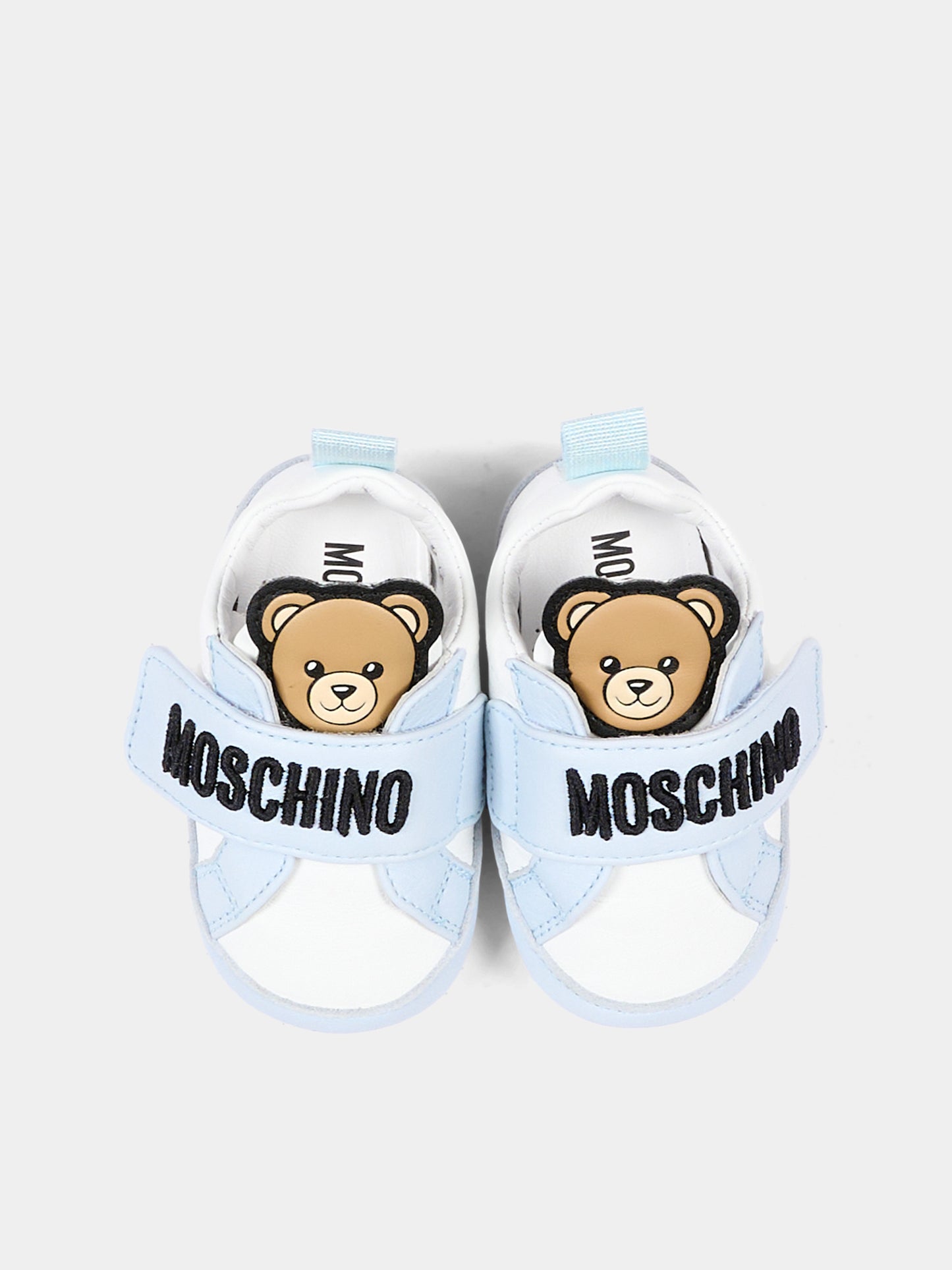 Sneakers celesti per neonato con Teddy Bear,Moschino Kids,84067 VAR2