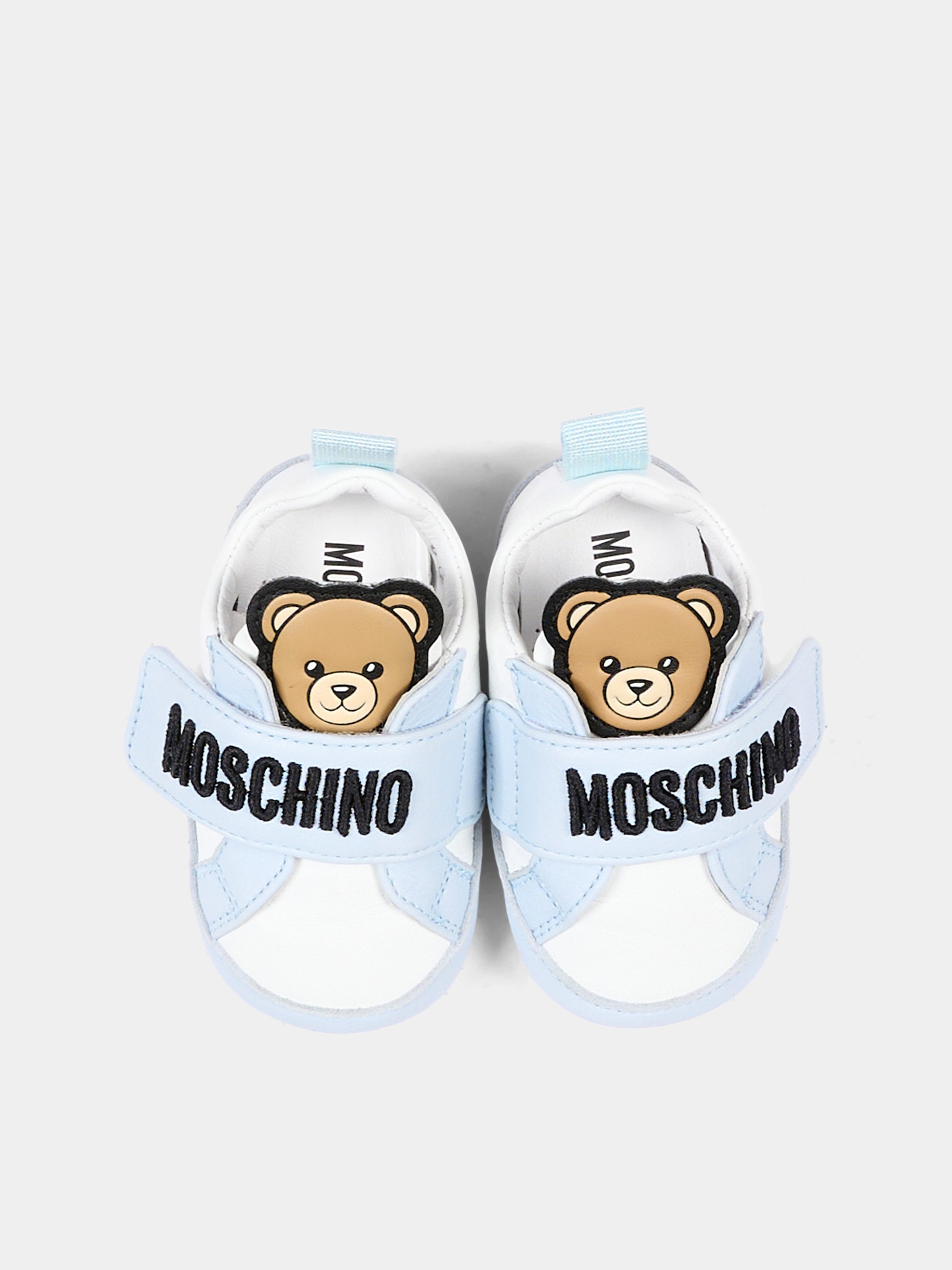 Sneakers celesti per neonato con Teddy Bear,Moschino Kids,84067 VAR2