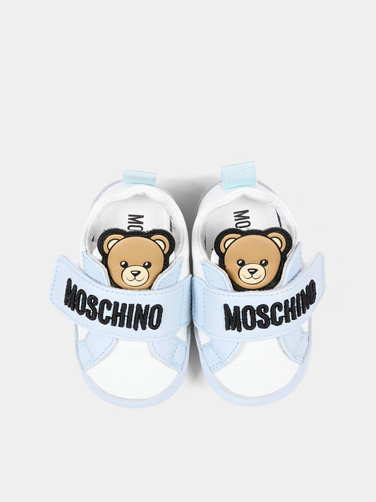 Sneakers celesti per neonato con Teddy Bear,Moschino Kids,84067 VAR2