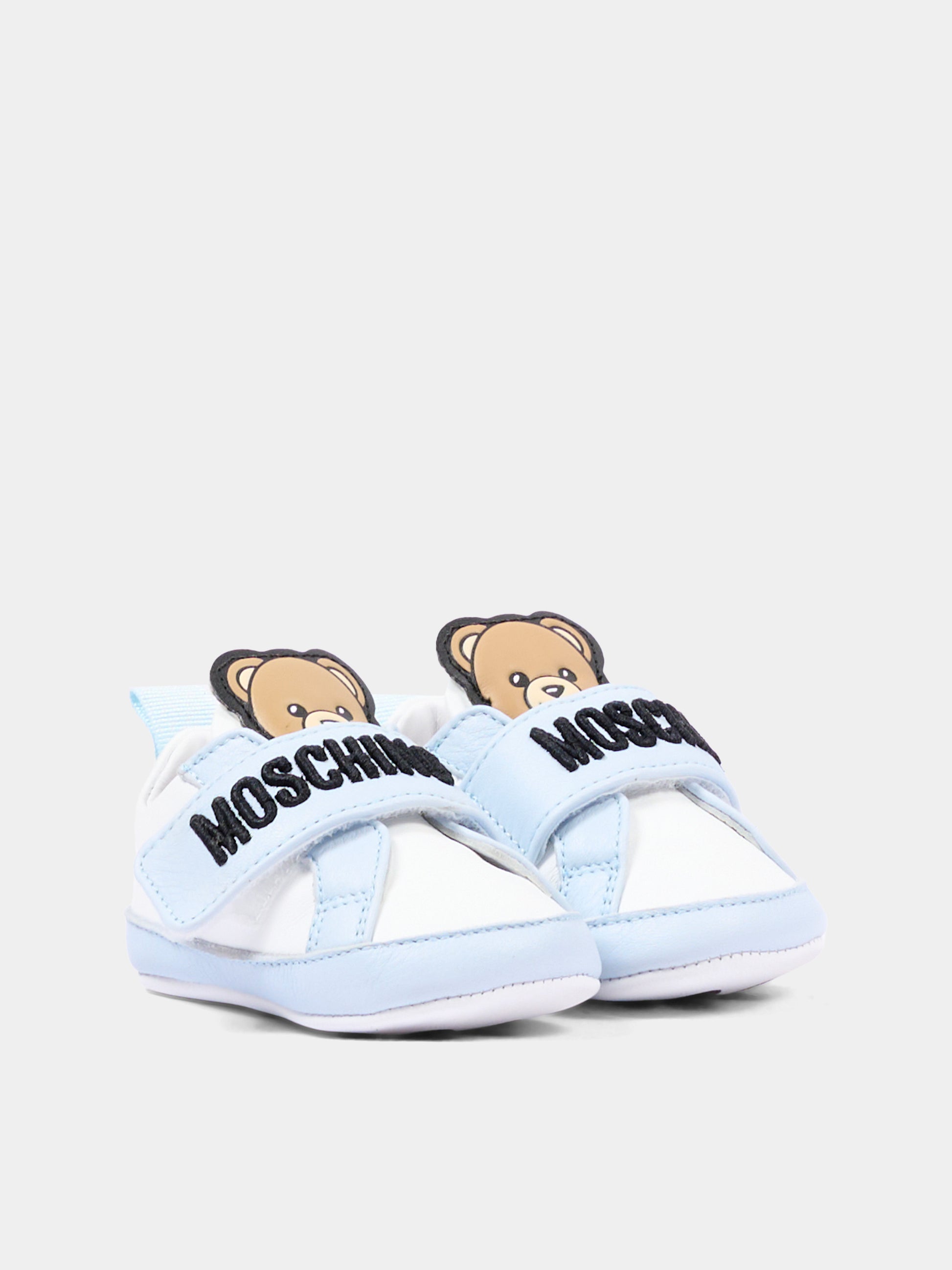 Sneakers celesti per neonato con Teddy Bear,Moschino Kids,84067 VAR2