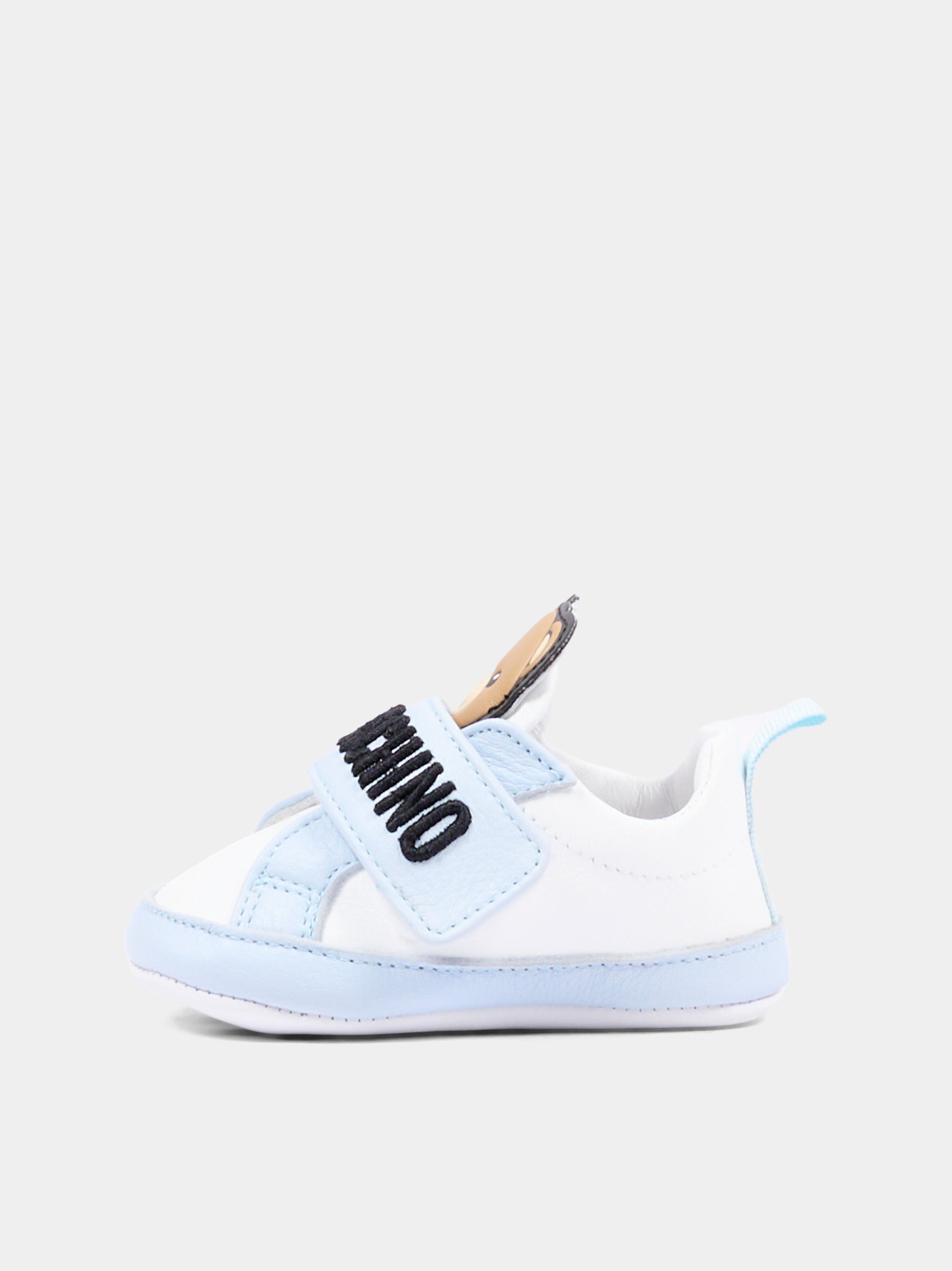 Sneakers celesti per neonato con Teddy Bear,Moschino Kids,84067 VAR2