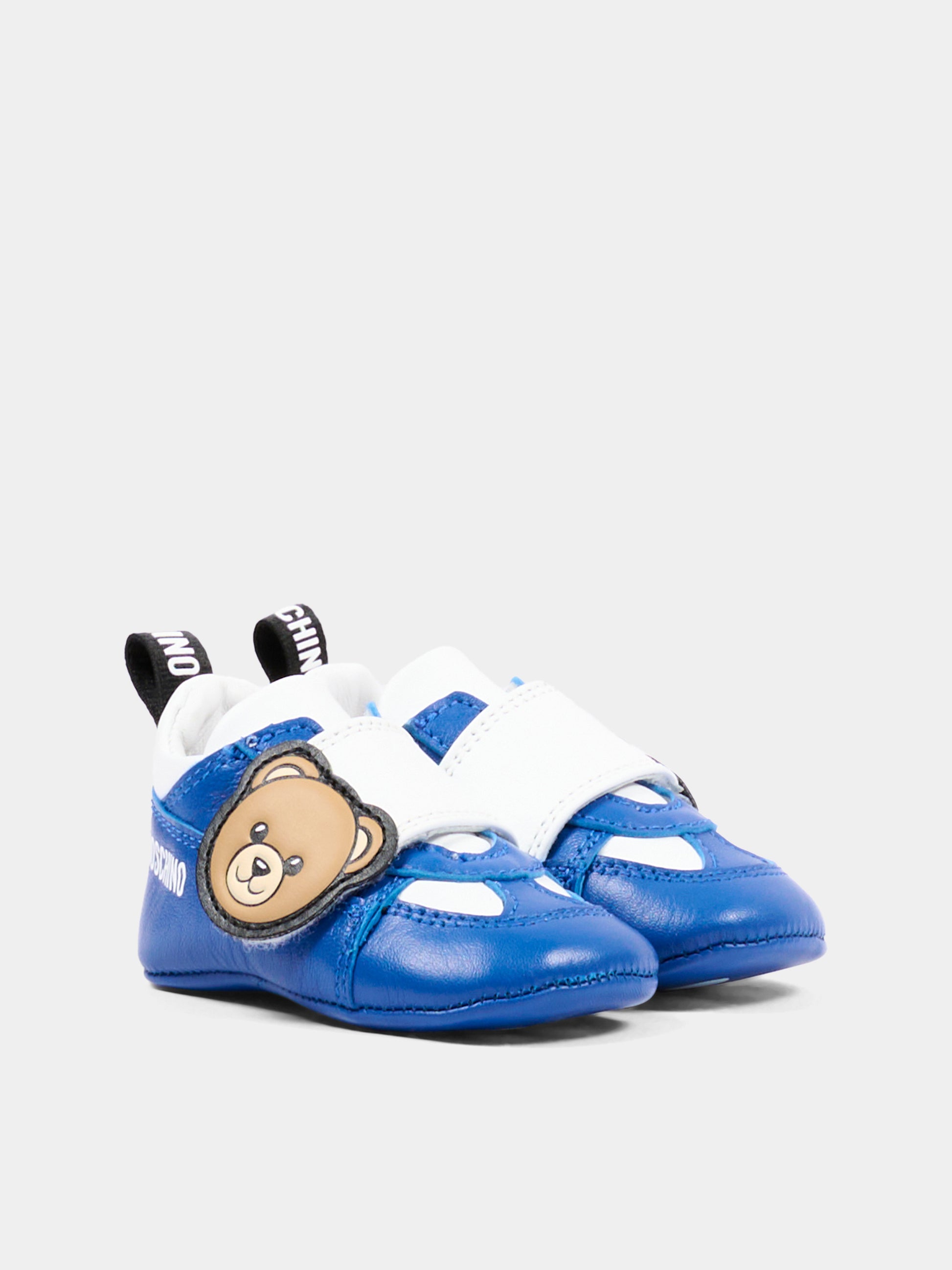 Sneakers blu per neonato con Teddy Bear,Moschino Kids,84066 VAR6