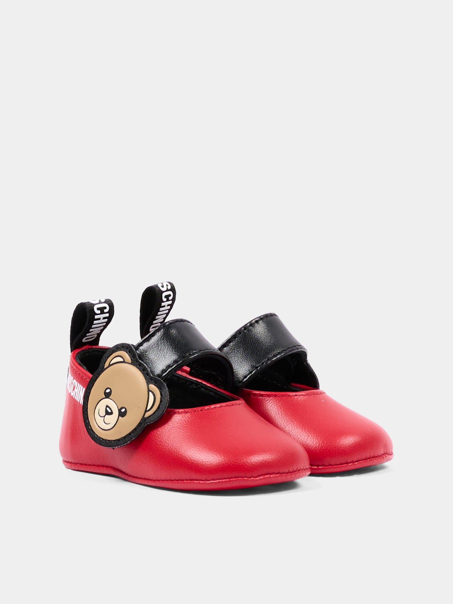 Ballerine rosse per neonata con Teddy Bear,Moschino Kids,84054 VAR1