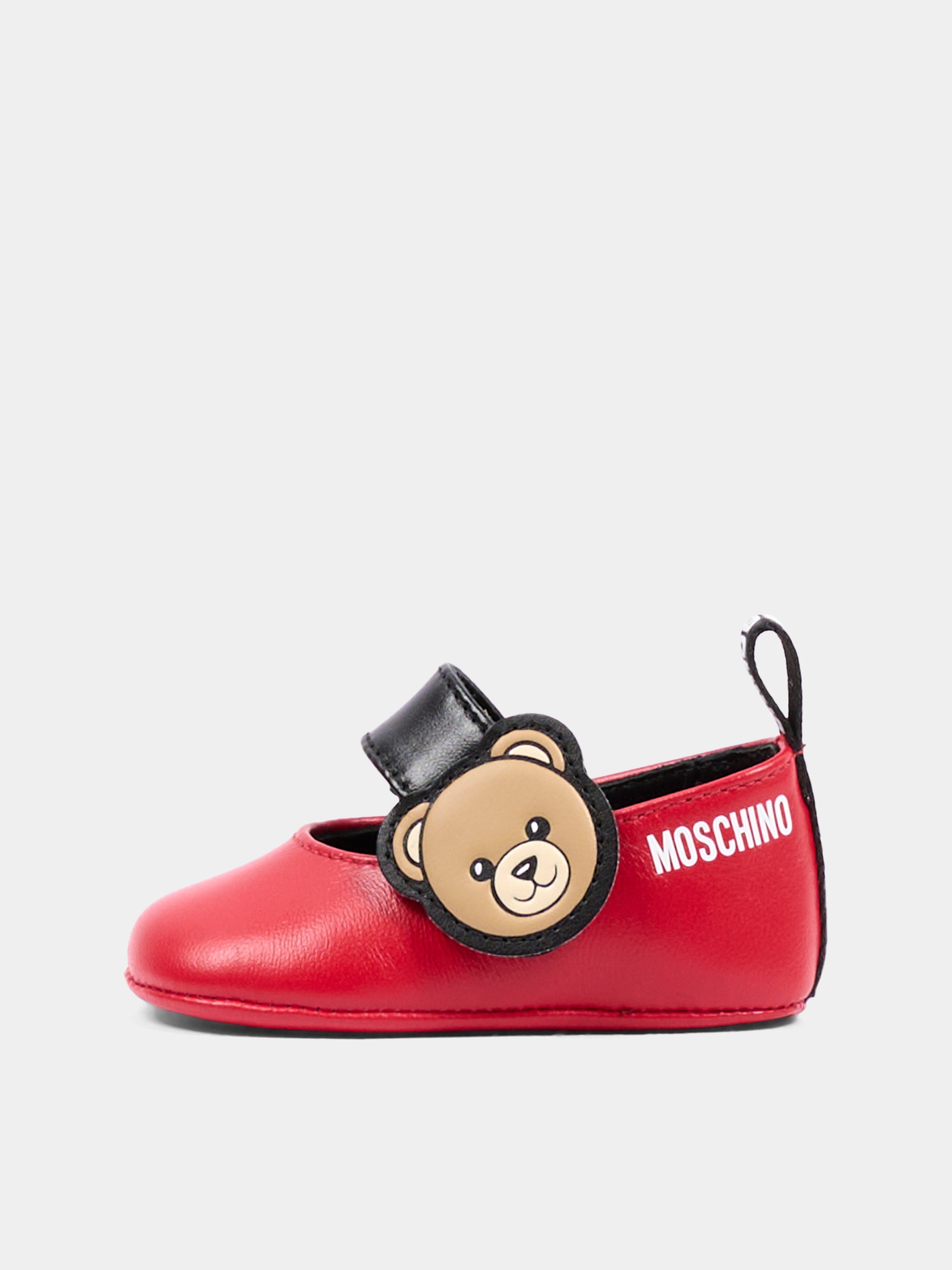Ballerine rosse per neonata con Teddy Bear,Moschino Kids,84054 VAR1