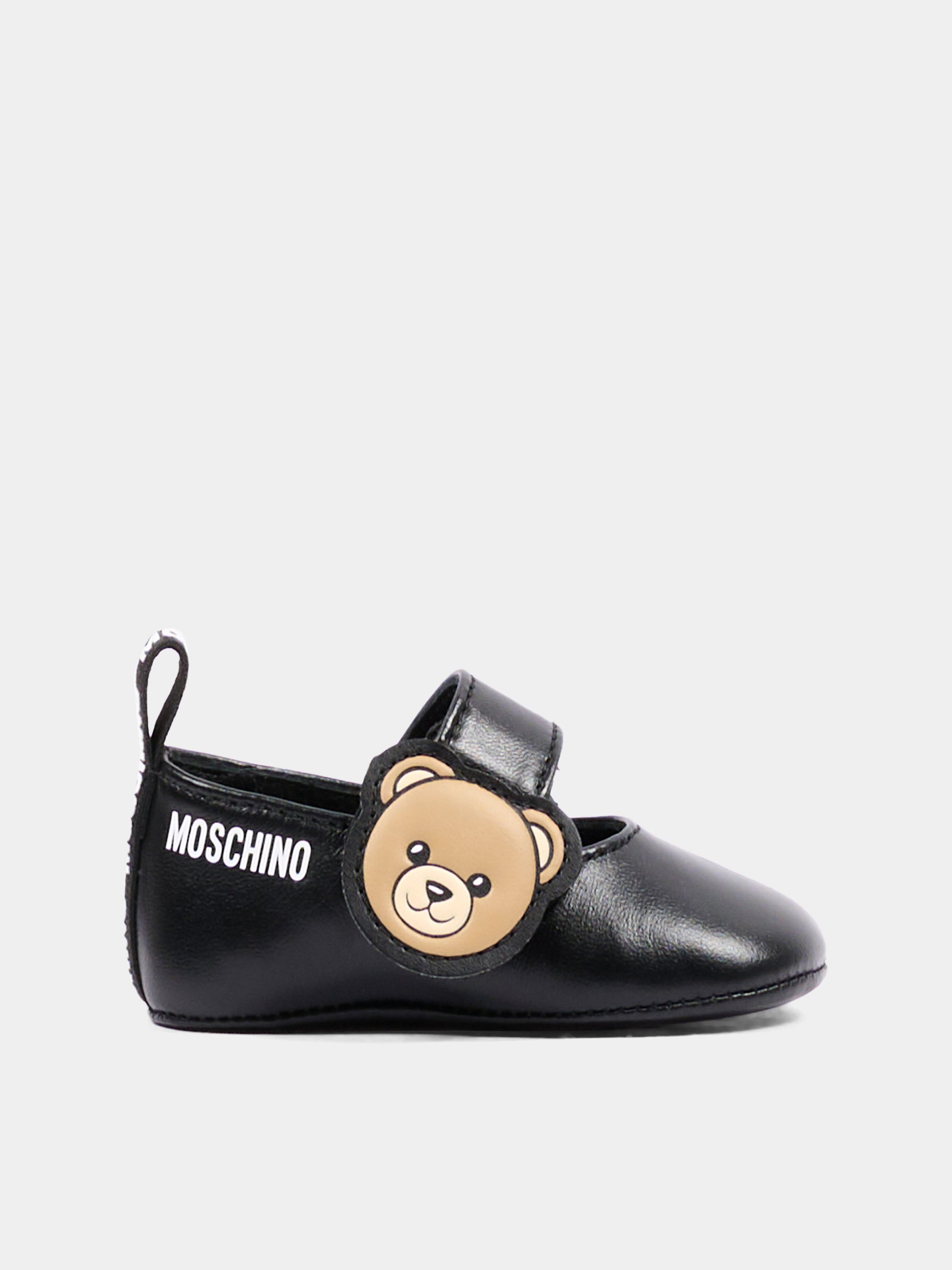 Ballerine nere per neonata con Teddy Bear,Moschino Kids,84054 VAR6