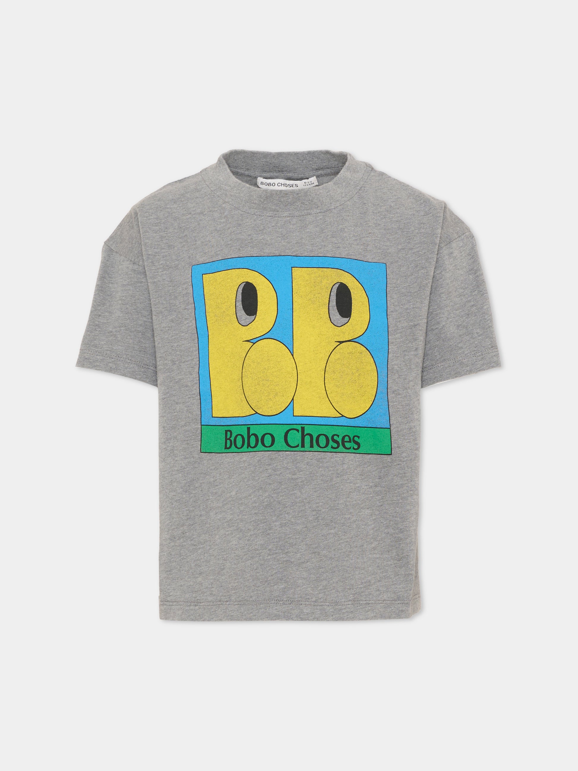 T-Shirt grigia per bambino con logo,Bobo Choses,B226AC002