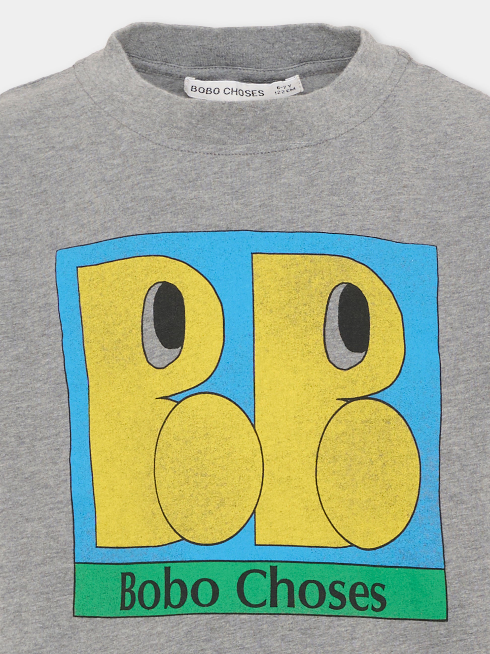T-Shirt grigia per bambino con logo,Bobo Choses,B226AC002