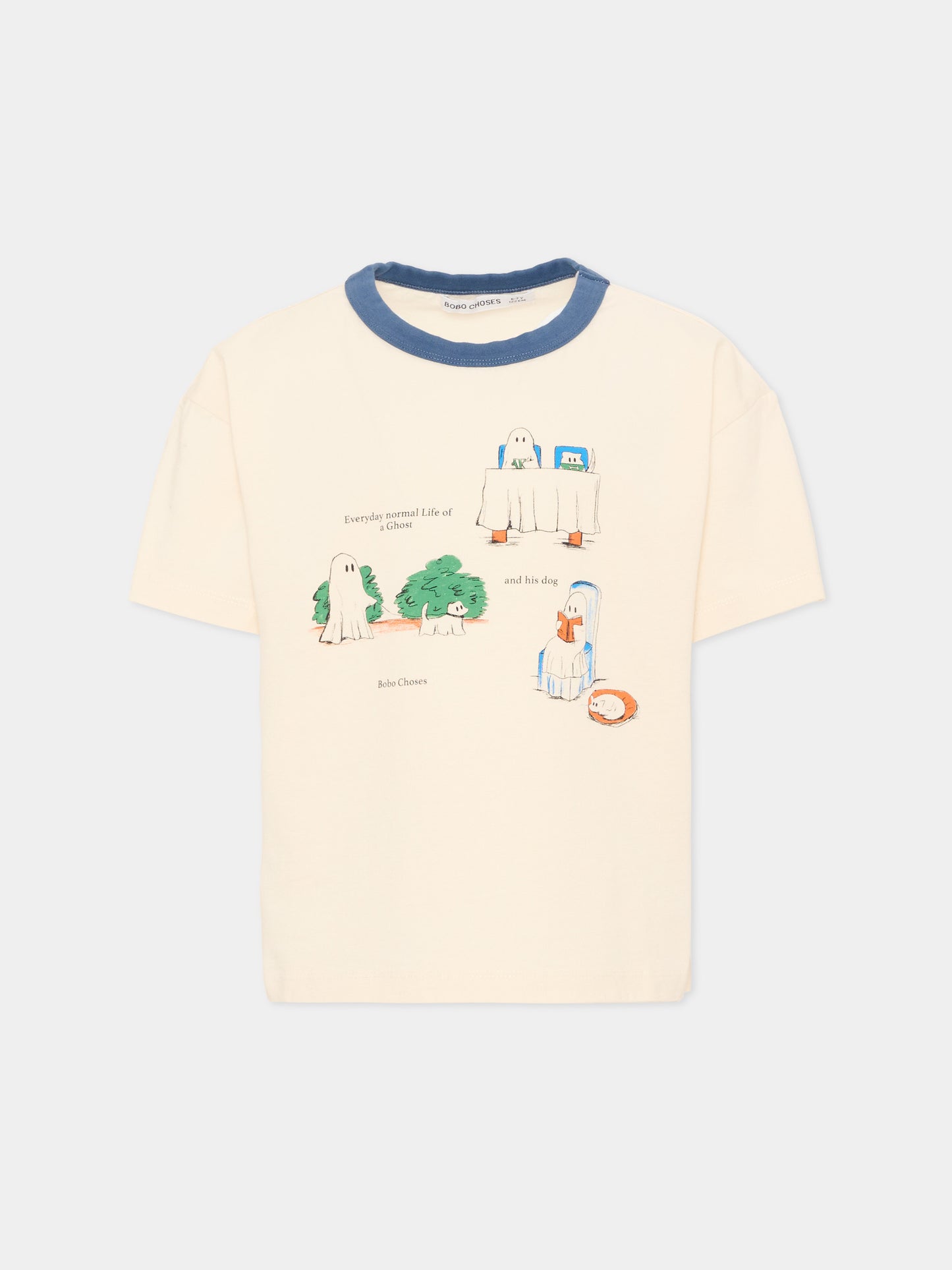 T-Shirt avorio per bambino con fantasmi,Bobo Choses,B226AC005