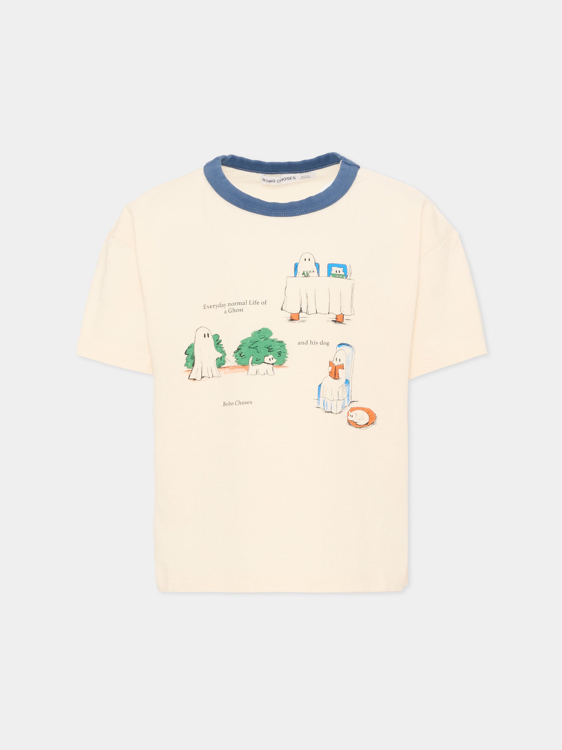 T-Shirt avorio per bambino con fantasmi,Bobo Choses,B226AC005