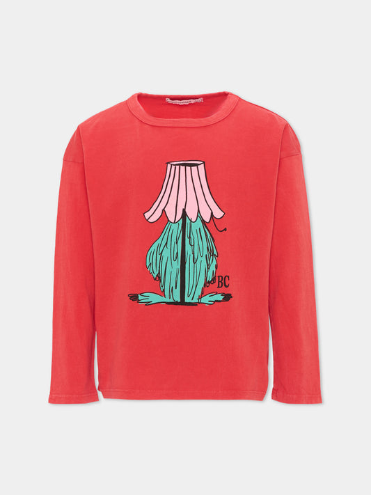 T-shirt rossa per bambino con stampa,Bobo Choses,B226AC014