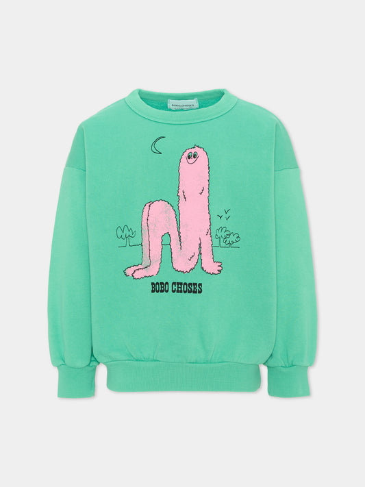 Felpa verde per bambino con stampa,Bobo Choses,B226AC030