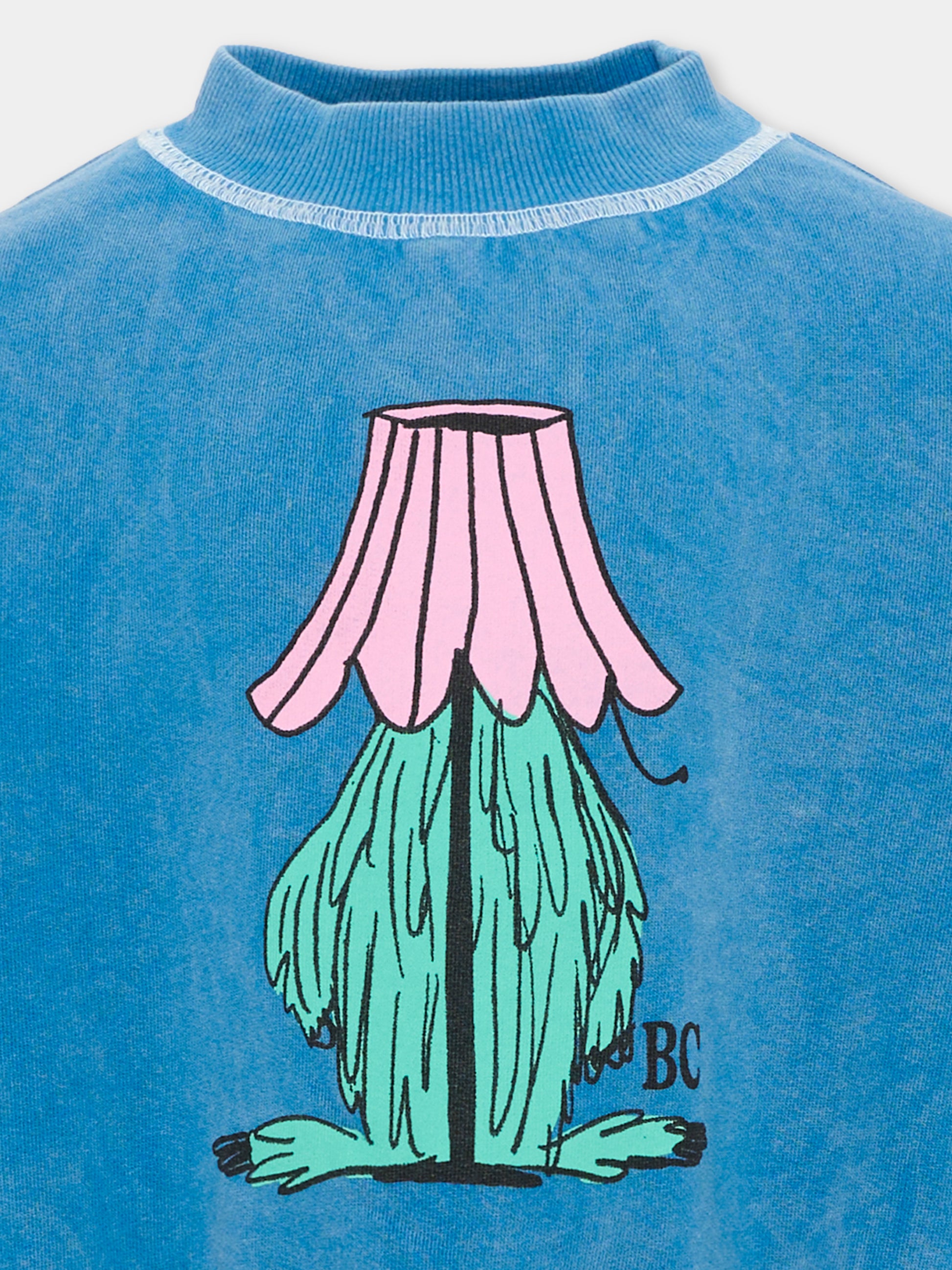 Felpa azzurra per bambina con stampa,Bobo Choses,B226AC038