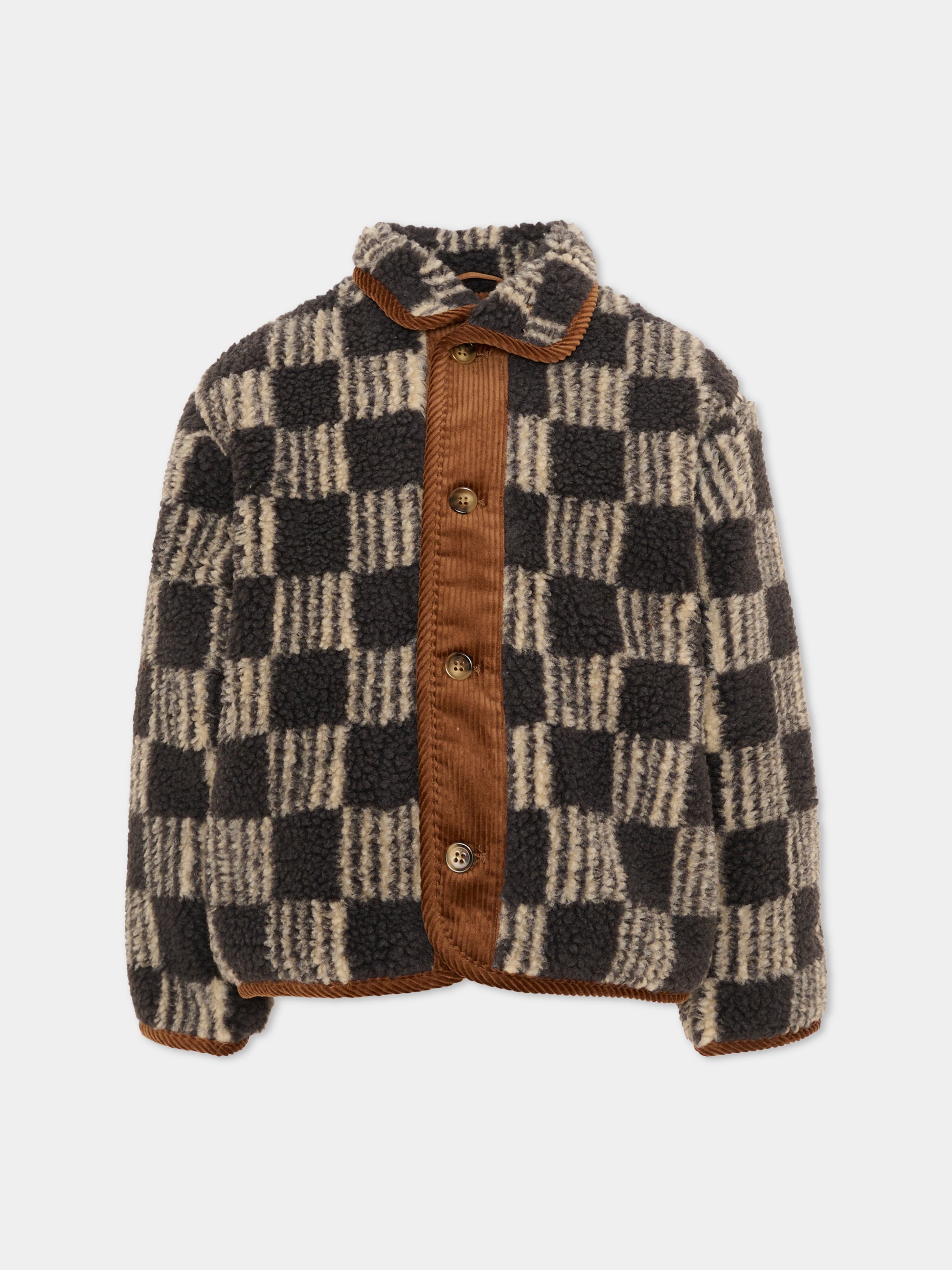 Ecopelliccia grigia per bambino a quadri,Bobo Choses,B226AC094
