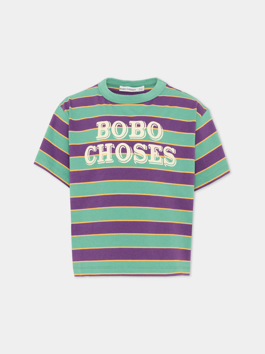 T-shirt a manica corta multicolor per bambini rigata,Bobo Choses,B226AC111