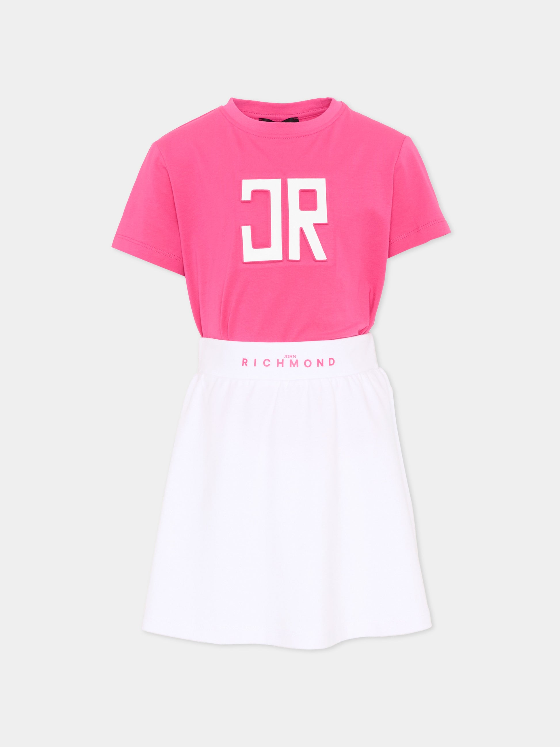 Completo sportivo fucsia per bambina con logo,Richmond,RGP26005CJ FUCHS.P/WH