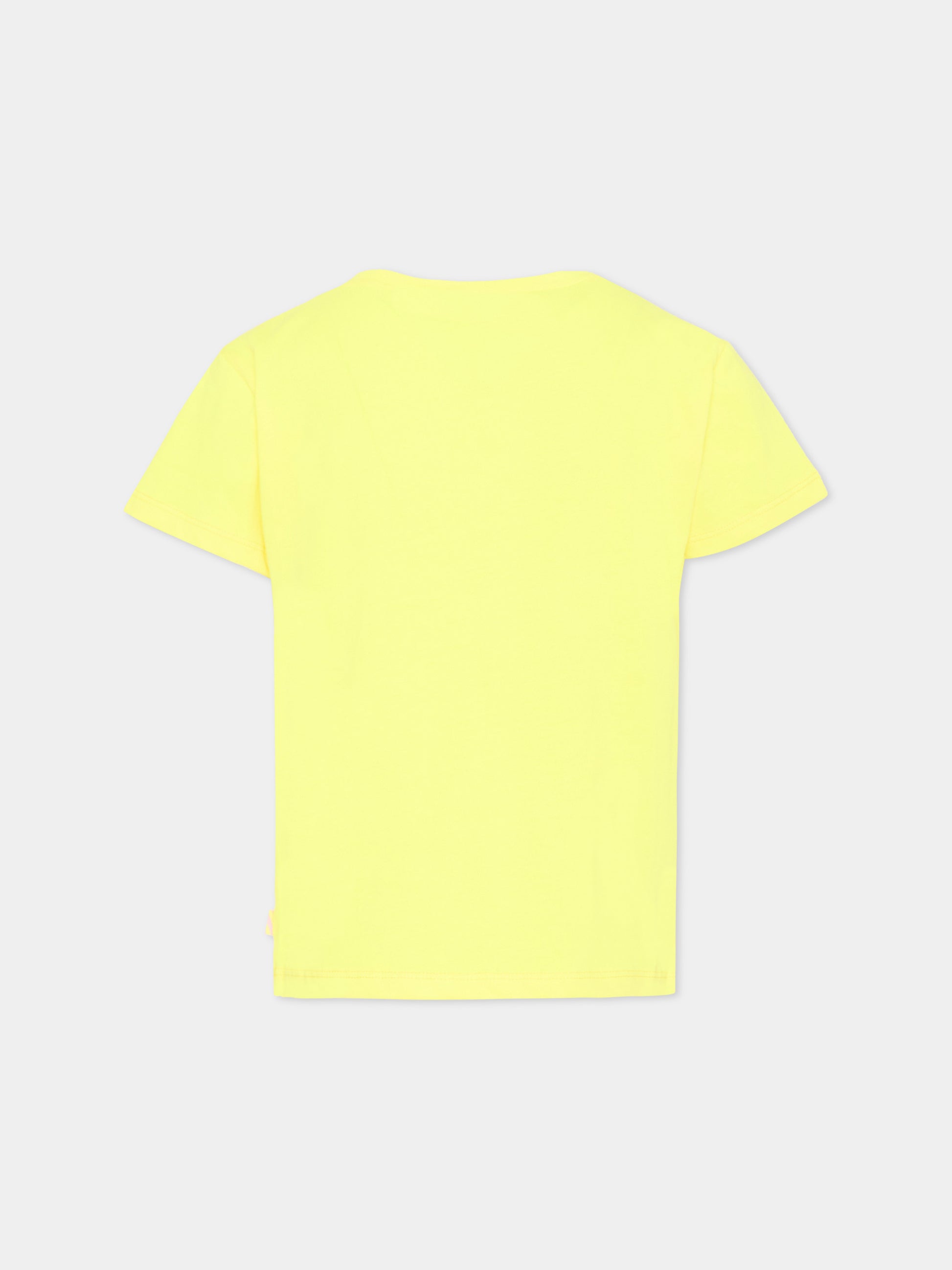 T-Shirt gialla per bambina con paillettes,Billieblush,U20924 549