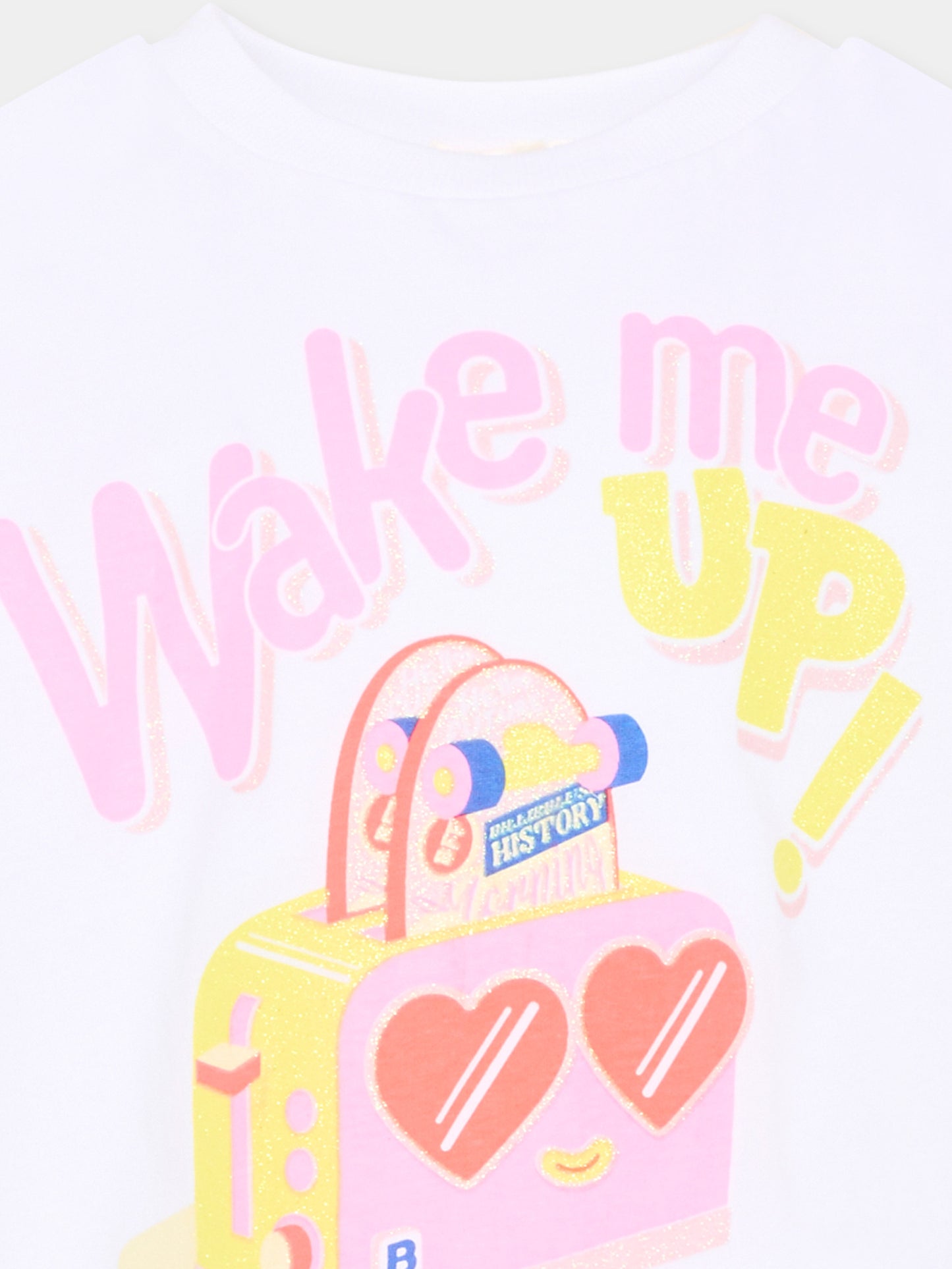 T-shirt bianca per bambina con stampa glitter,Billieblush,U20934 10P