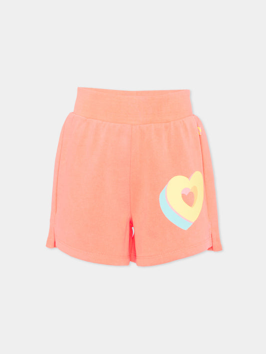 Shorts rosa per bambina con cuori,Billieblush,U21044 41D