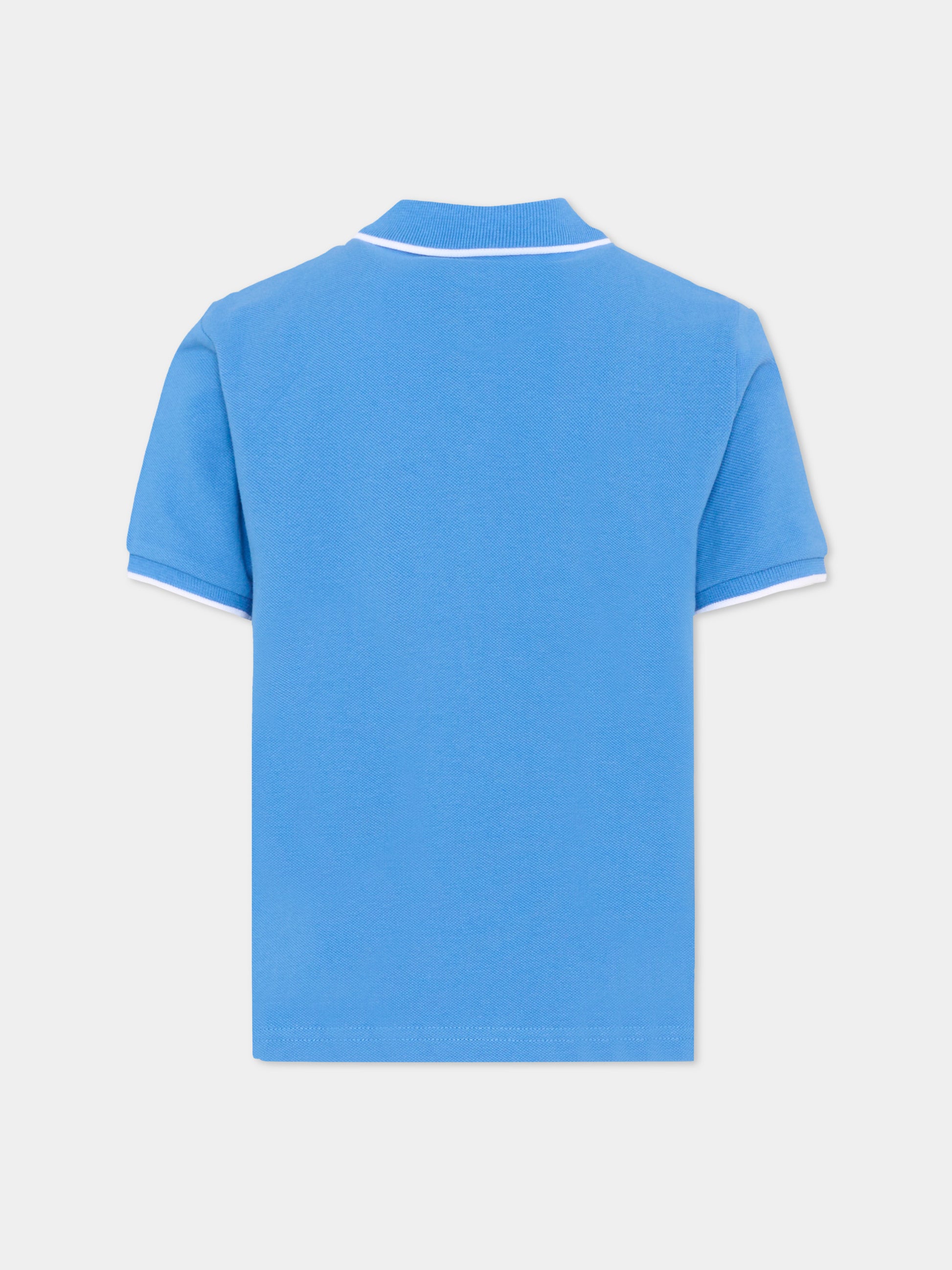 Polo azzurra per bambino con logo,Boss,J52011 84B