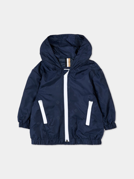 Giacche a vento blu per neonato con monogram,Boss,J52124 849