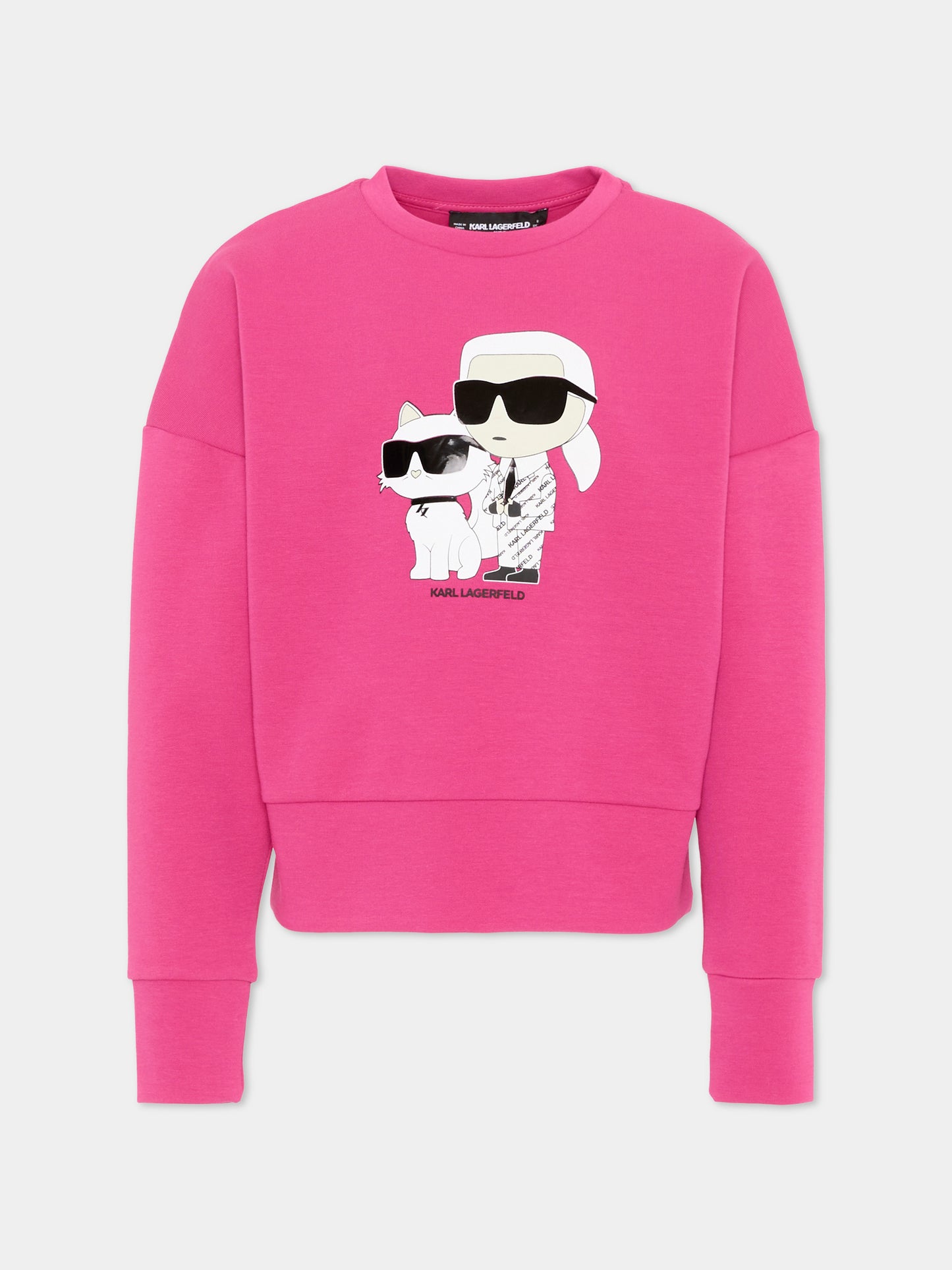Felpa fucsia per bambina Karl & Choupette,Karl Lagerfeld Kids,Z30472 49J