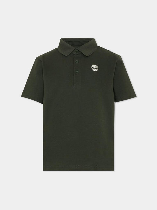 Polo verde per bambino con Tree Logo,Timberland,T60437 72A