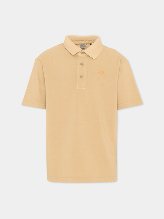 Polo beige per bambino con logo,Timberland,T60442 276