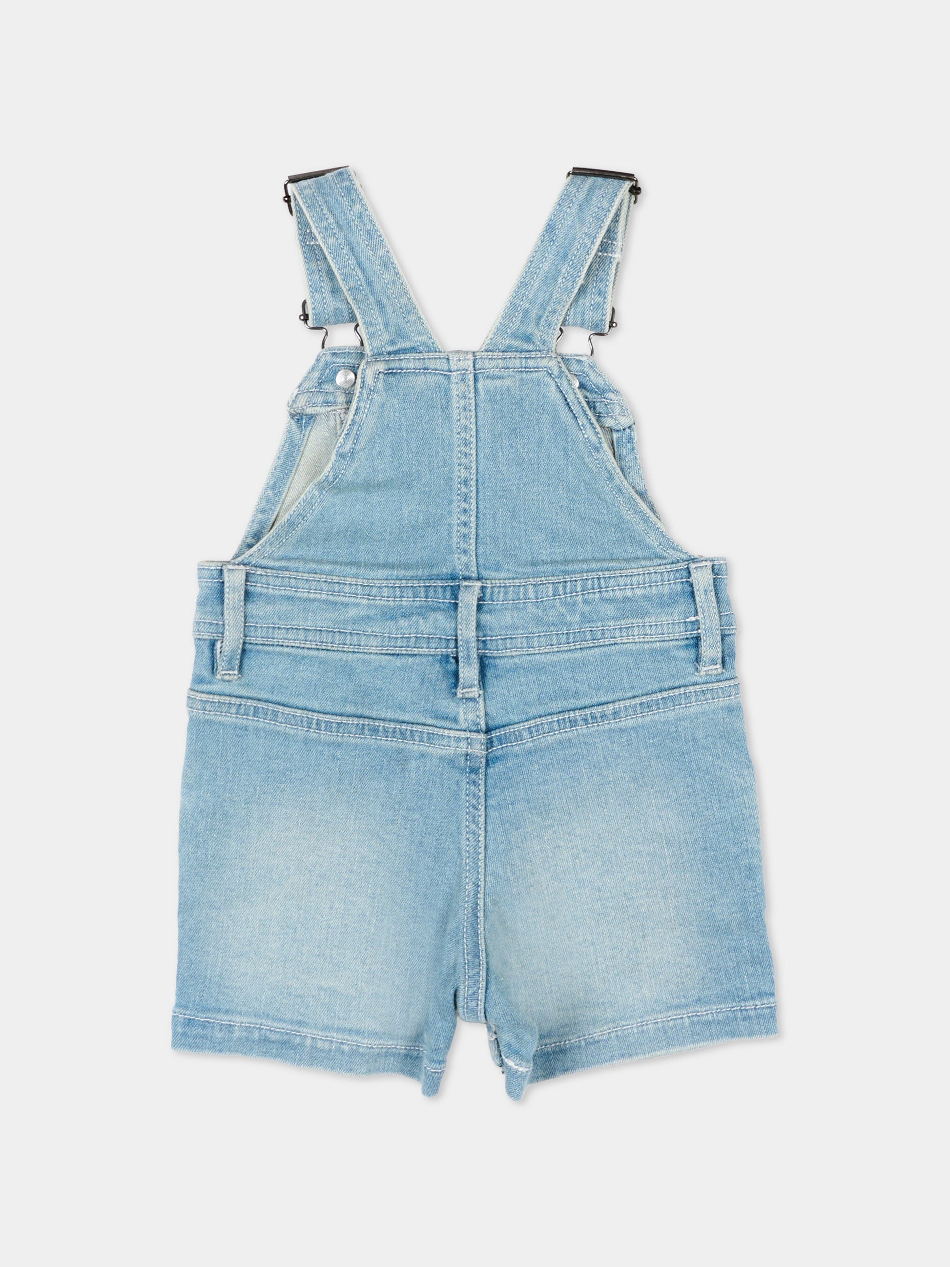 Salopette blu per neonato in denim,Timberland,T60502 Z04