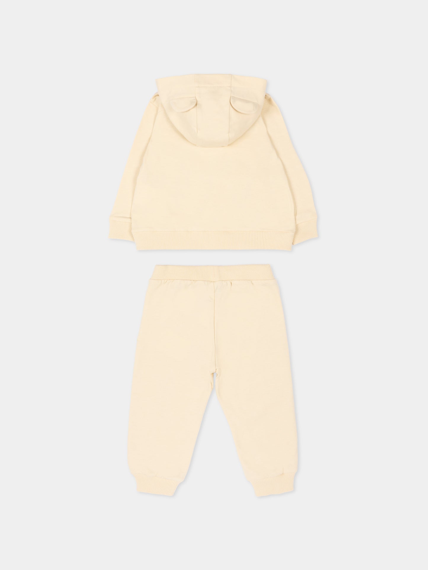 Completo sportivo beige per neonati con logo,Moschino Kids,MUK05D LCA63 20404