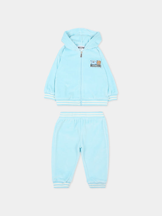 Completo sportivo celeste per neonato con Teddy Bear,Moschino Kids,MUK05B LGA07 40304