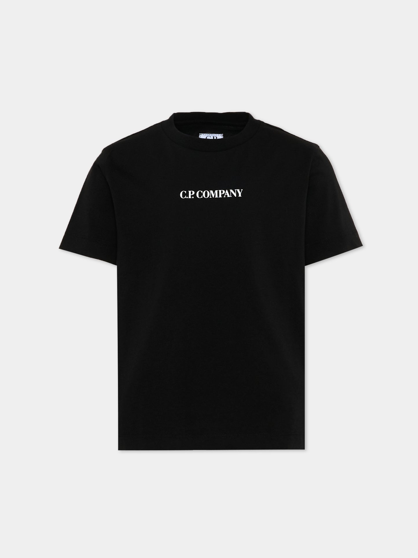 T-Shirt nera per bambino con logo,C. P. Company,CRM00L LAA17 60100
