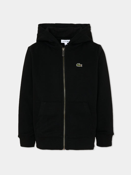 Felpa nera per bambini con logo,Lacoste,7920 K96