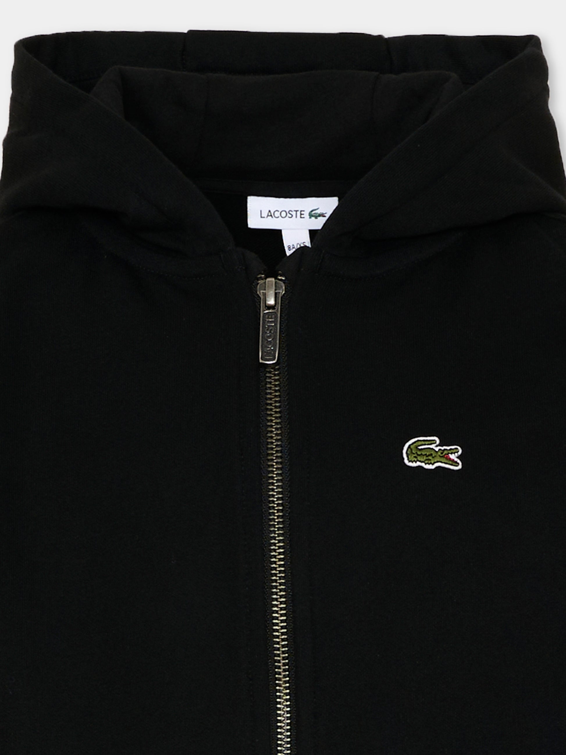 Felpa nera per bambini con logo,Lacoste,7920 K96