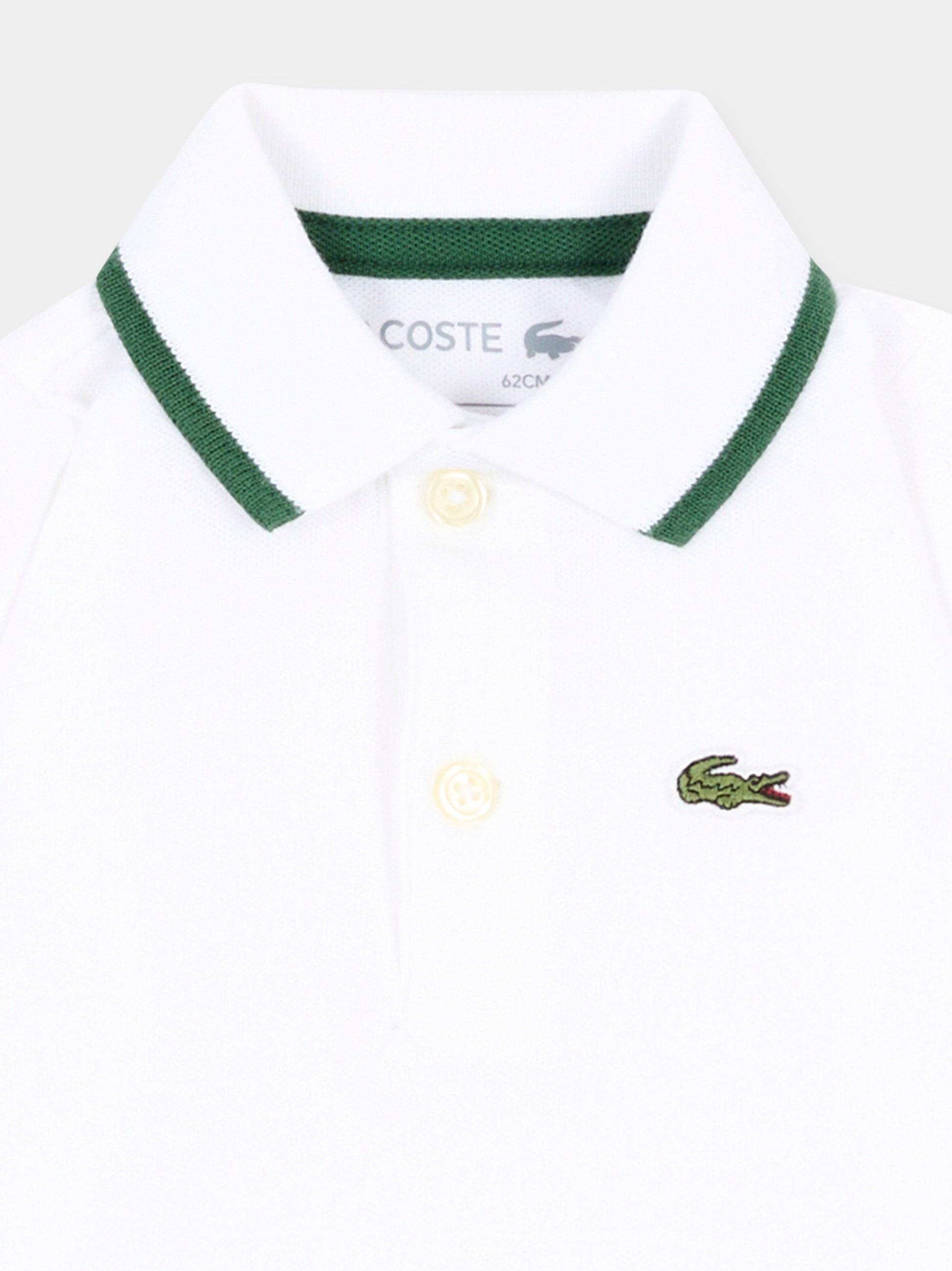 Tutina bianca per neonato con logo,Lacoste,7185 W8L