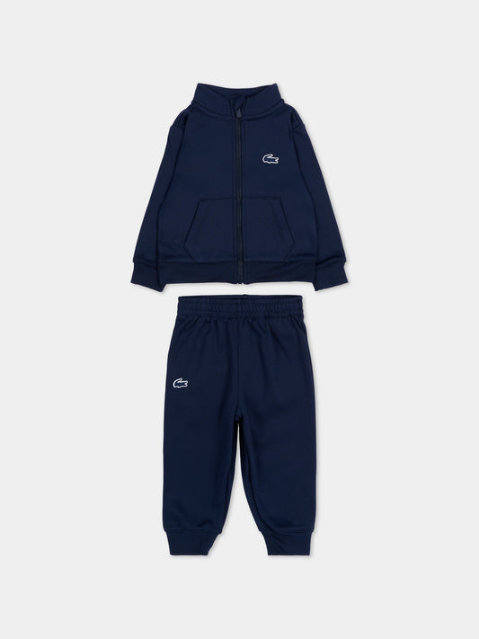 Completo sportivo lungo blu per neonato con logo,Lacoste,7704 UGW
