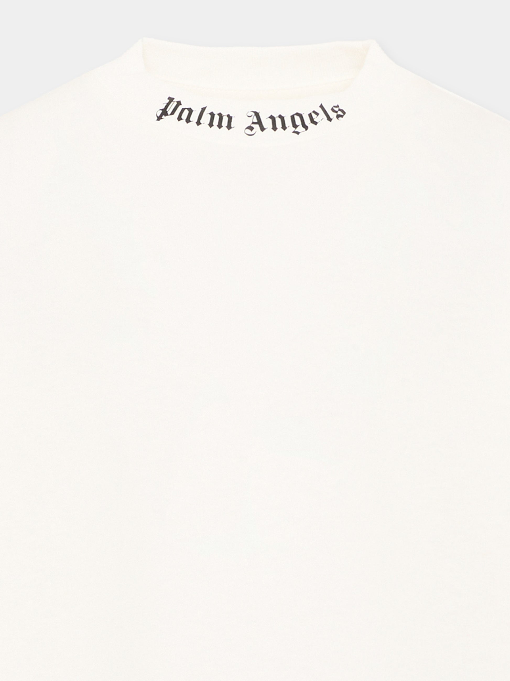 T-Shirt avorio per bambini con logo,Palm Angels,F6PAJBTH013 412