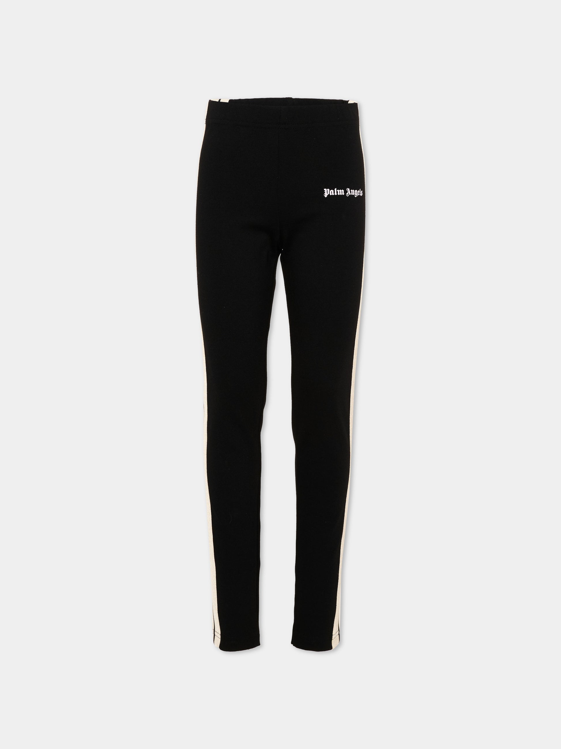 Leggings nero per bambina con logo,Palm Angels,F6PAJGLG038 110