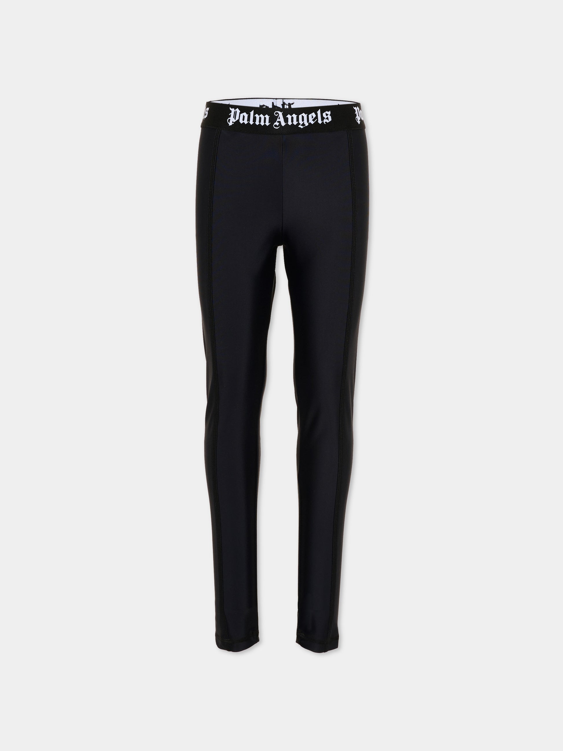 Leggings nero per bambina con logo,Palm Angels,F6PAJGLG127 110