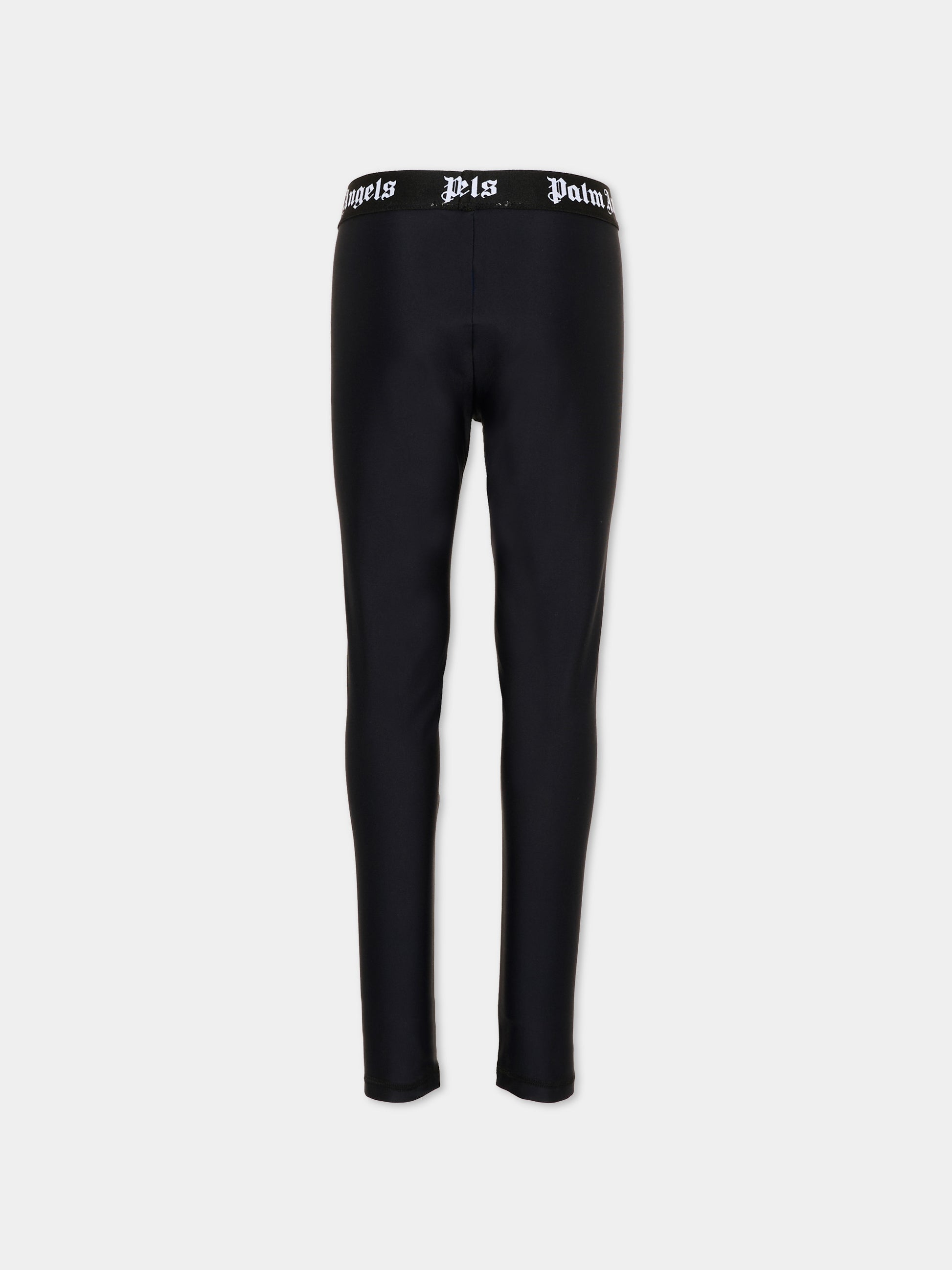 Leggings nero per bambina con logo,Palm Angels,F6PAJGLG127 110