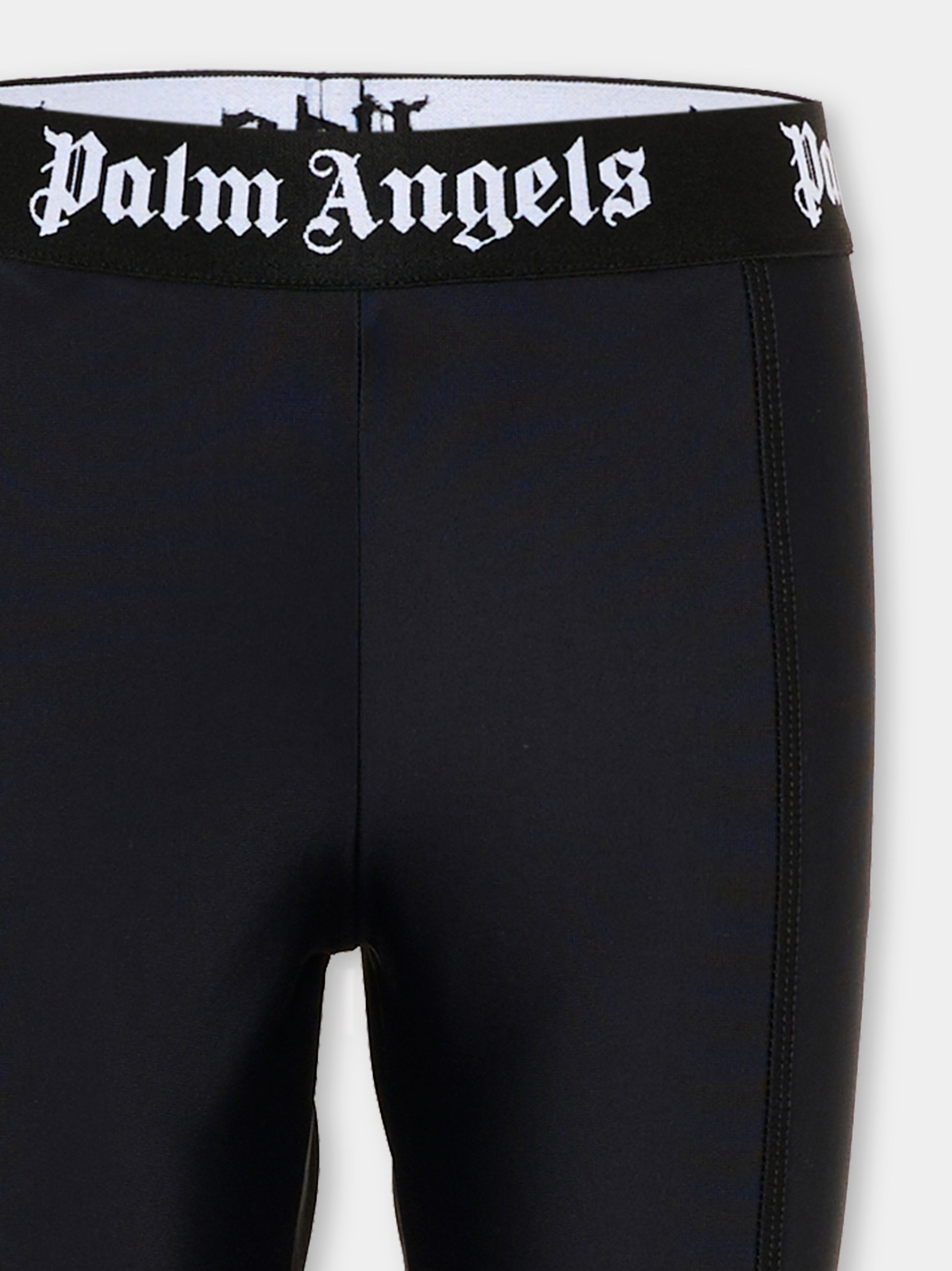 Leggings nero per bambina con logo,Palm Angels,F6PAJGLG127 110