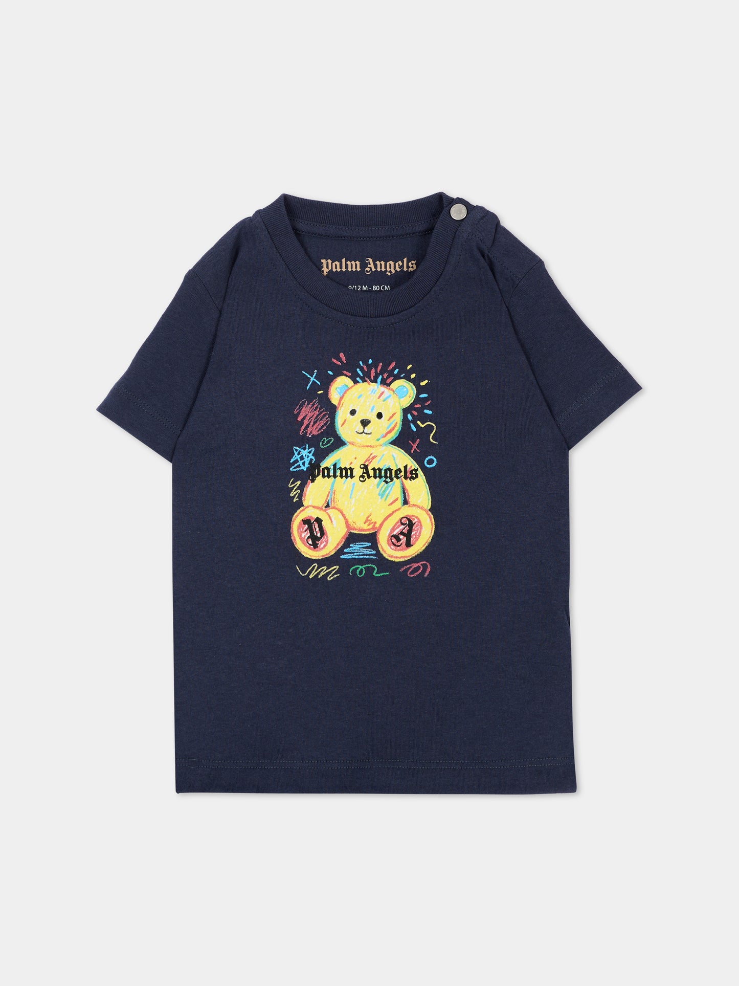T-shirt blu per neonato con teddy bear,Palm Angels,F6PANBTH196 1528