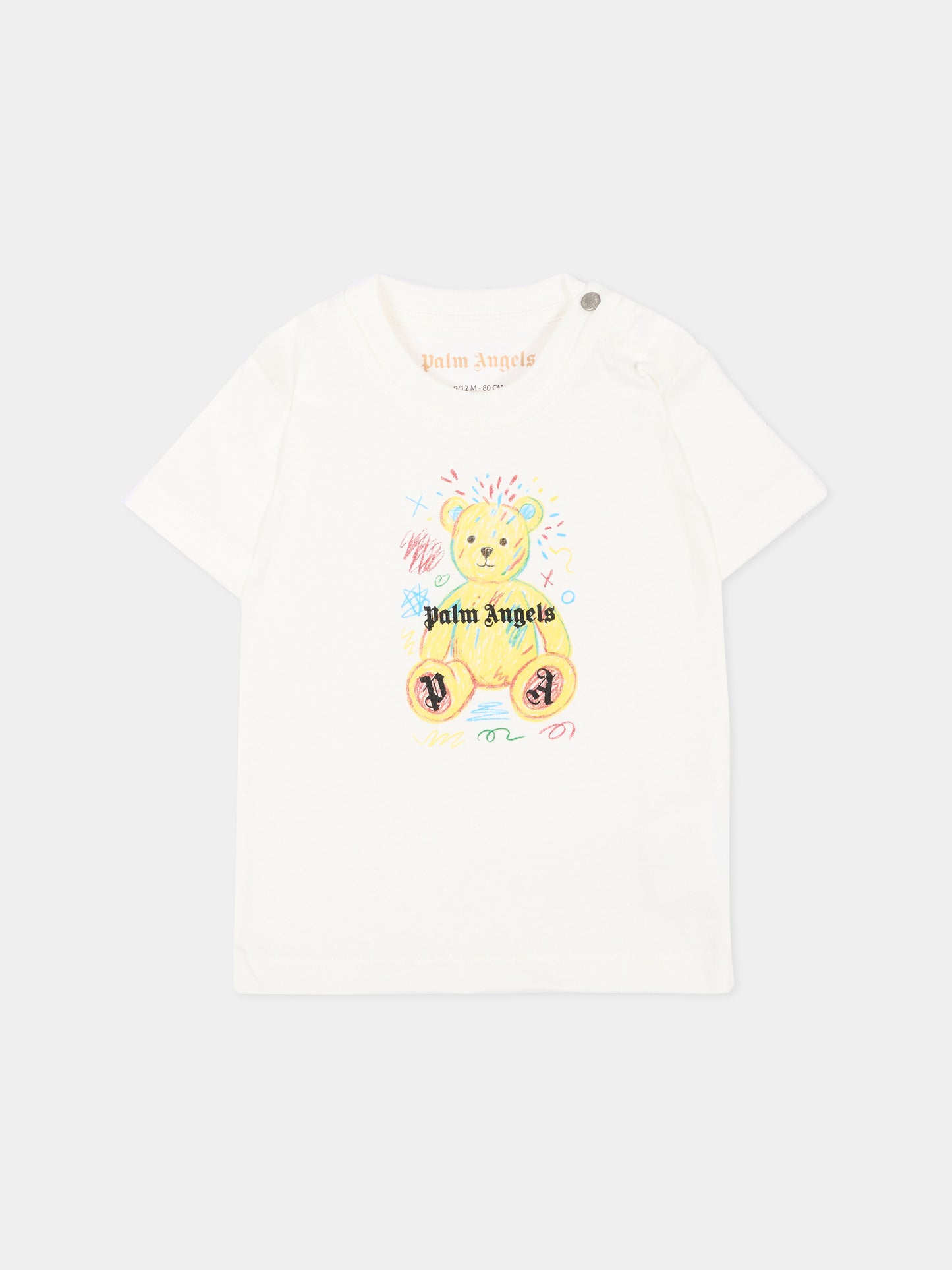 T-Shirt bianca per neonato teddy bear,Palm Angels,F6PANBTH196 412
