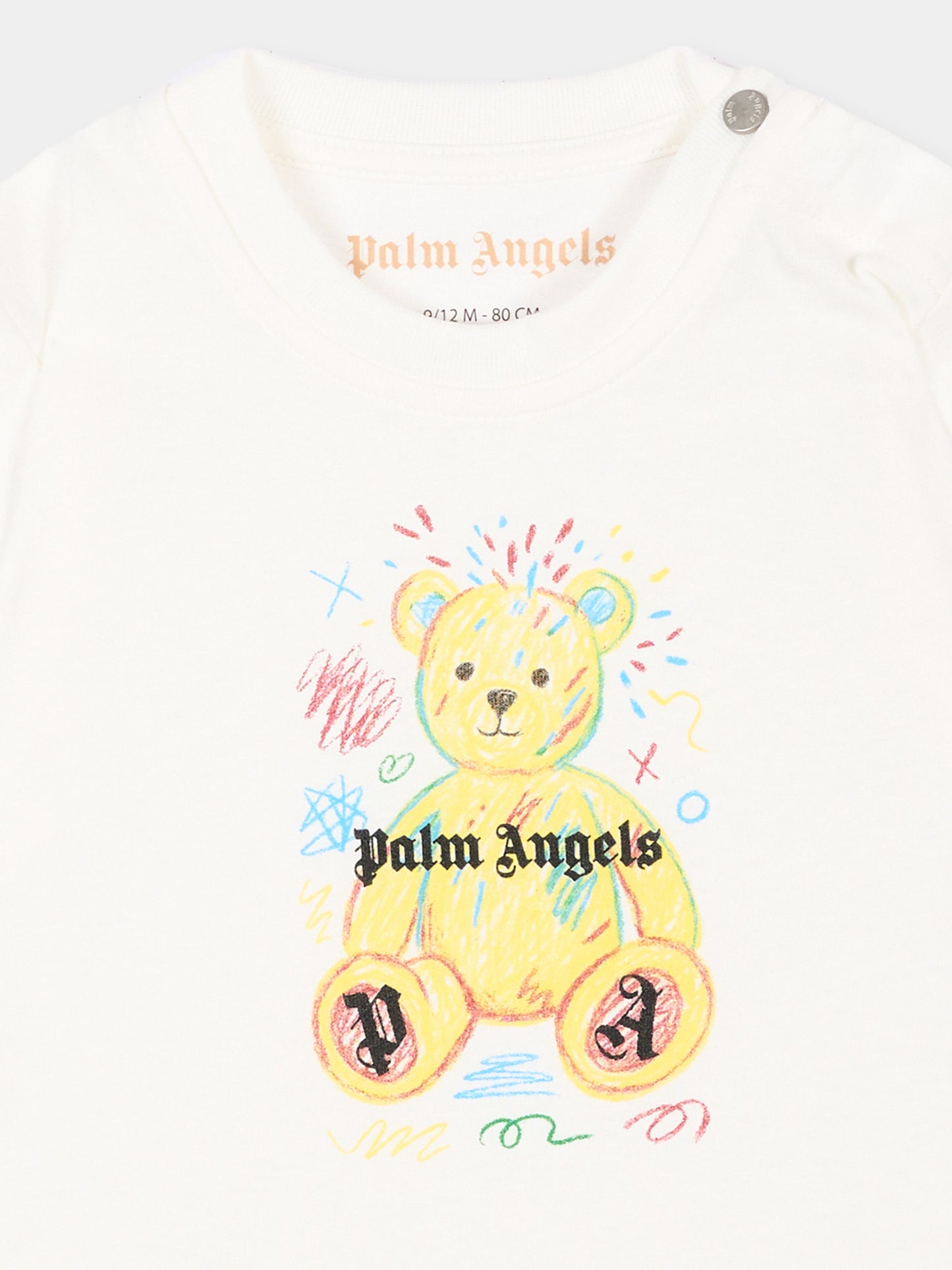 T-Shirt bianca per neonato teddy bear,Palm Angels,F6PANBTH196 412