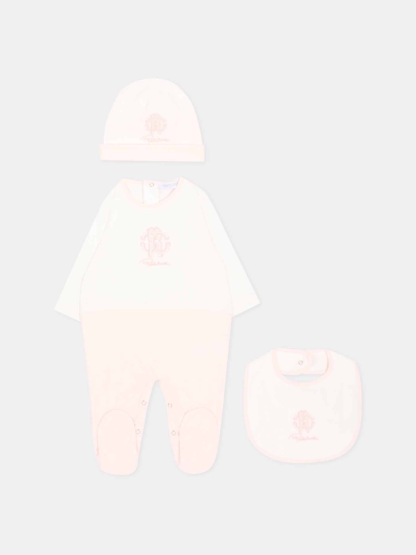 Set tutina rosa per neonata con logo,Roberto Cavalli Kids,CLA26051TU PINK_H/ACC