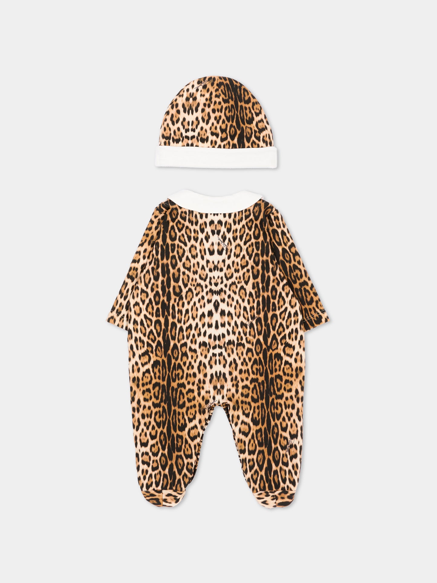 Set tutina marrone animalier per neonata,Roberto Cavalli Kids,CLA26001TU GIAG.N/G.N
