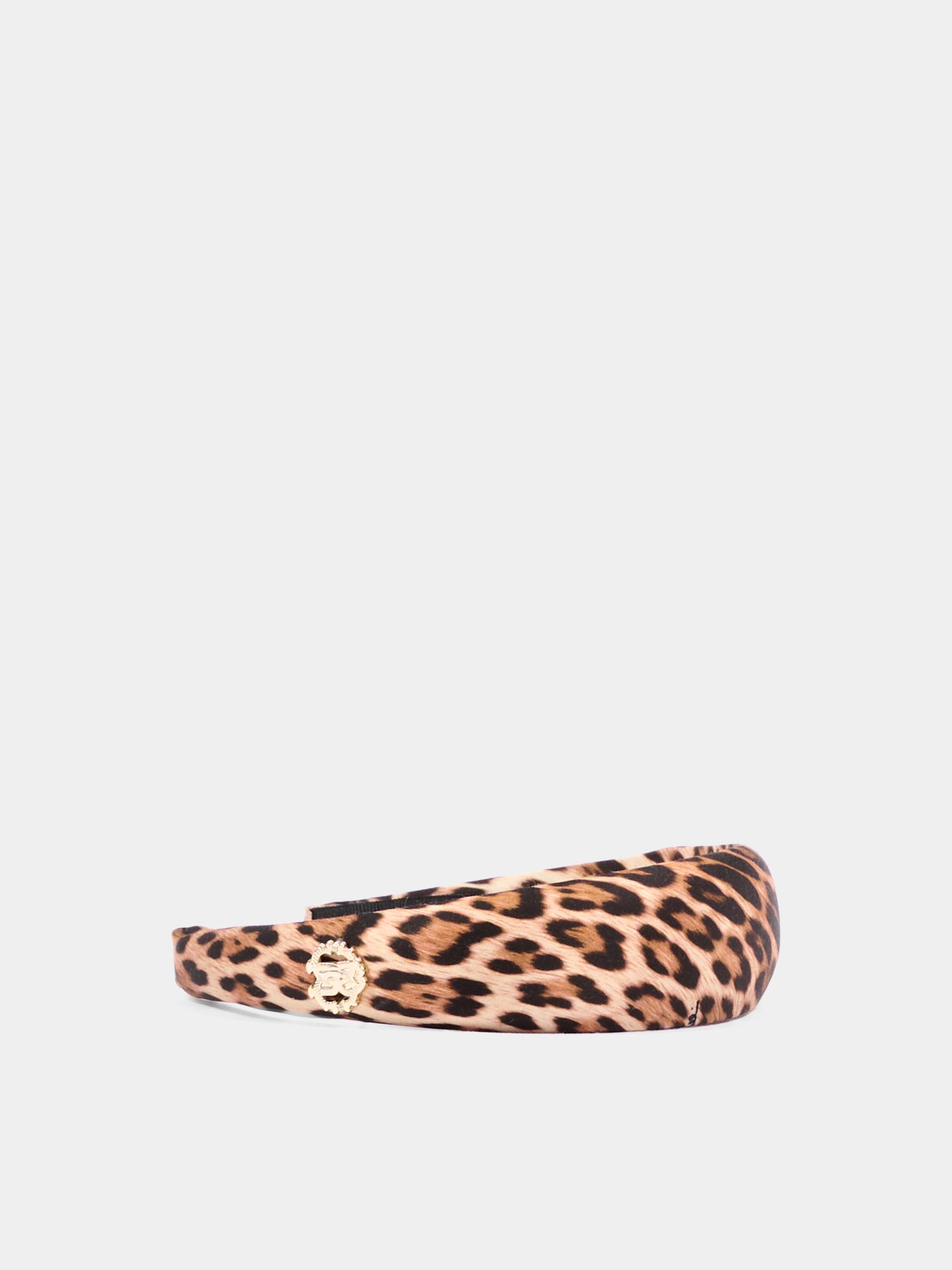 Cerchietto marrone animalier per bambina con logo,Roberto Cavalli Kids,CGA26126FR GIAG.NATUR