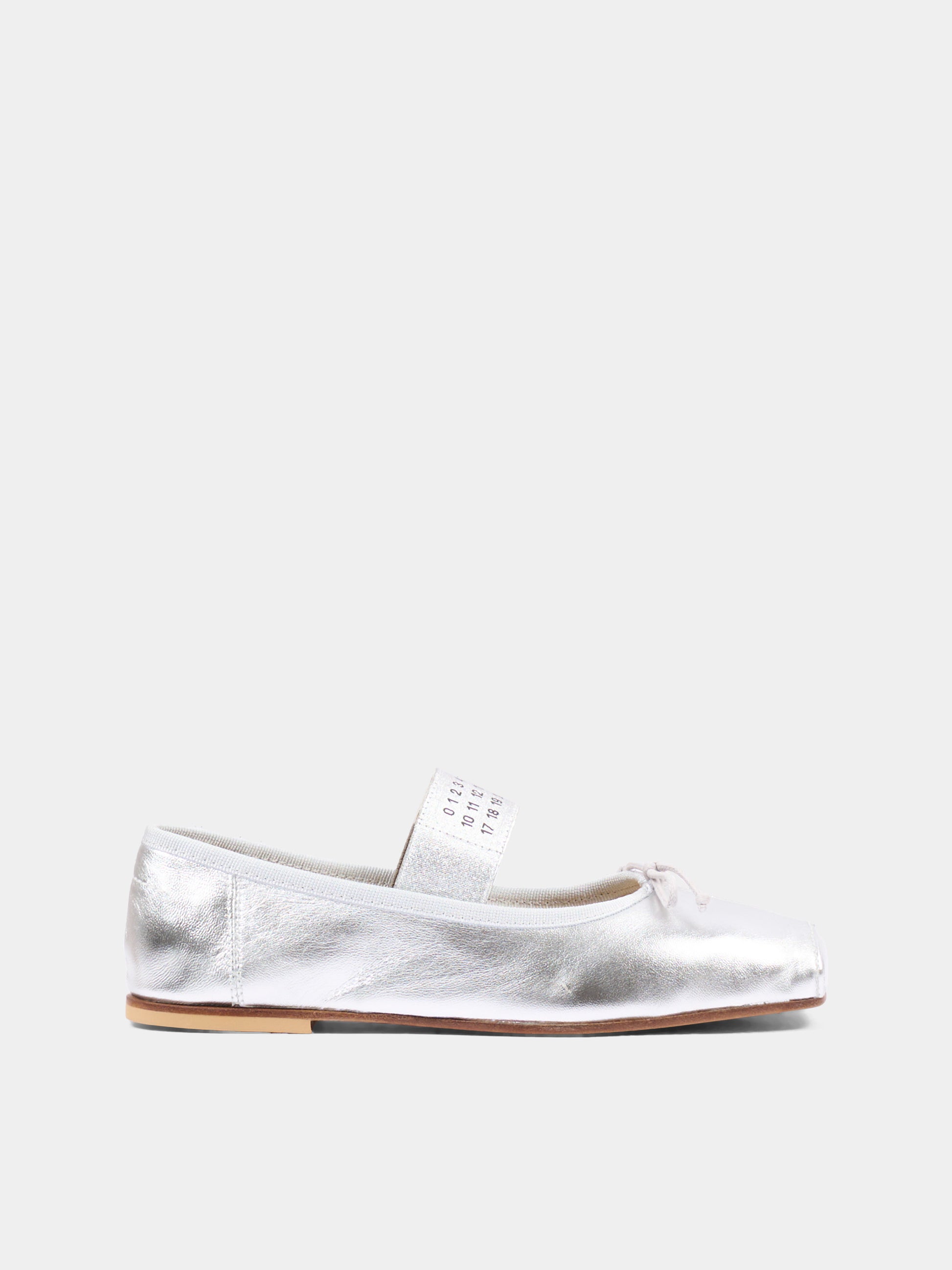 Ballerine argento per bambina con logo,Mm6 Maison Margiela,83875 VAR1