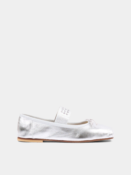 Ballerine argento per bambina con logo,Mm6 Maison Margiela,83875 VAR1