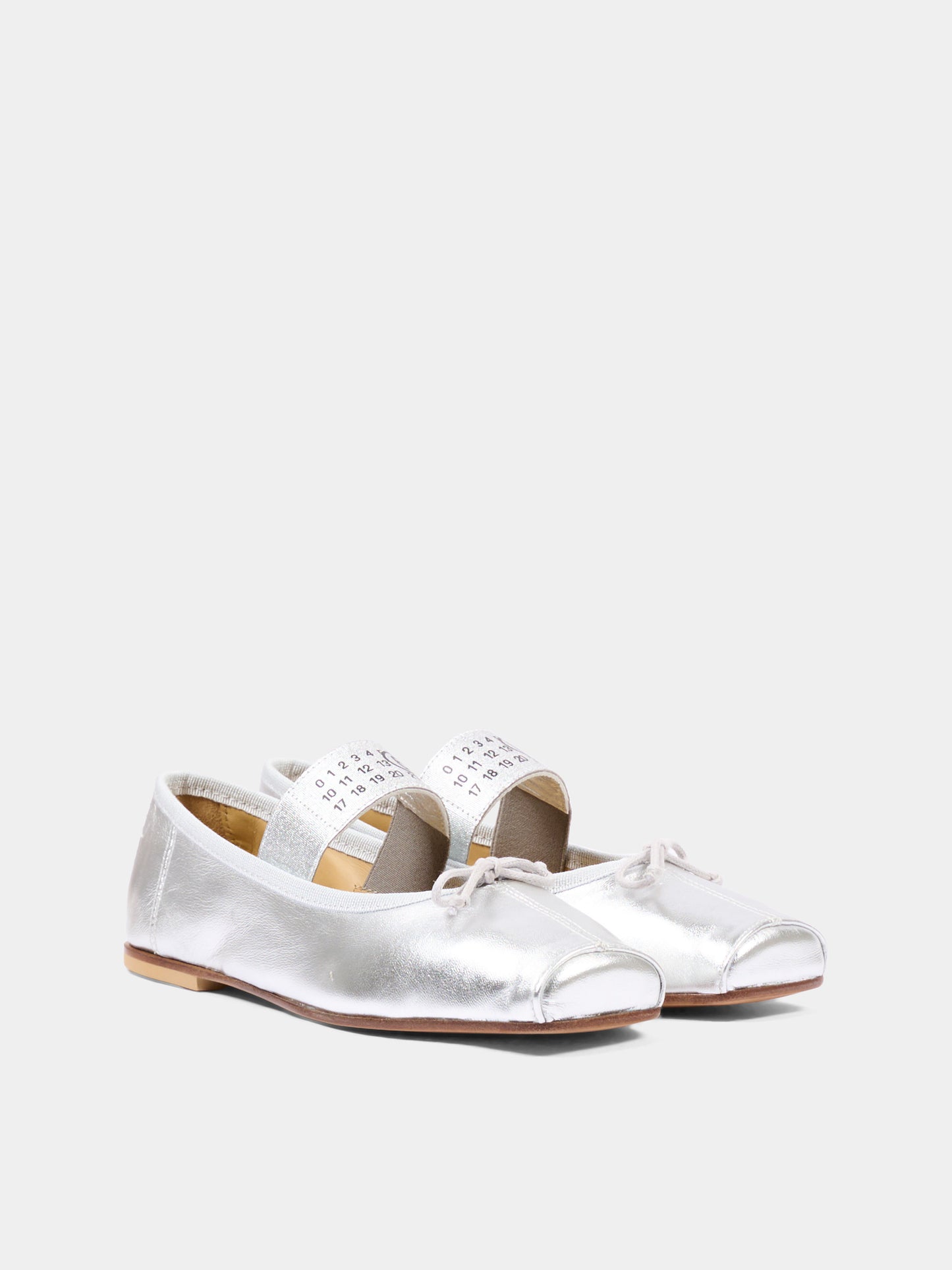 Ballerine argento per bambina con logo,Mm6 Maison Margiela,83875 VAR1